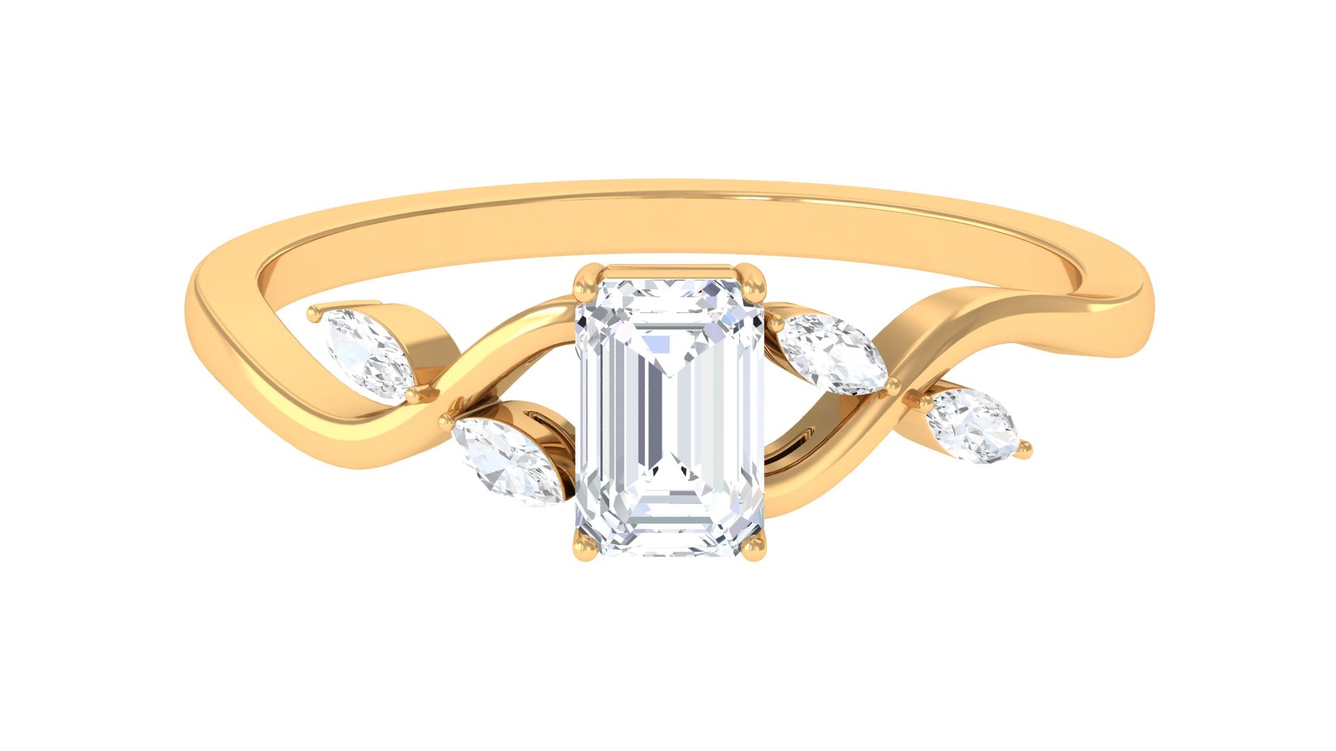 1 CT Octagon Cut Solitaire Zircon Engagement Ring with Split Shank AAAA - Rosec Jewels