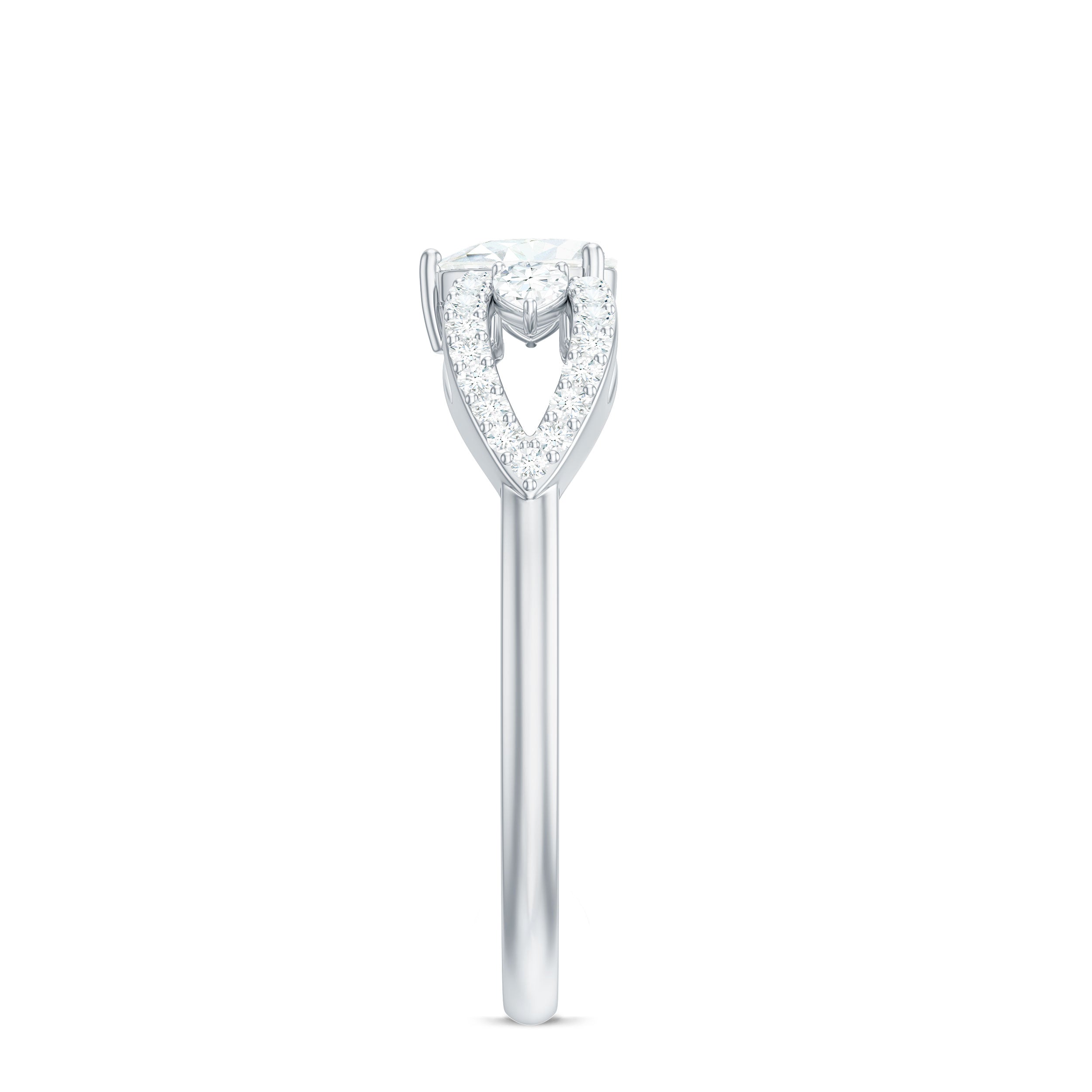 Certified Moissanite Heart Promise Ring with Split Shank D-VS1 - Rosec Jewels