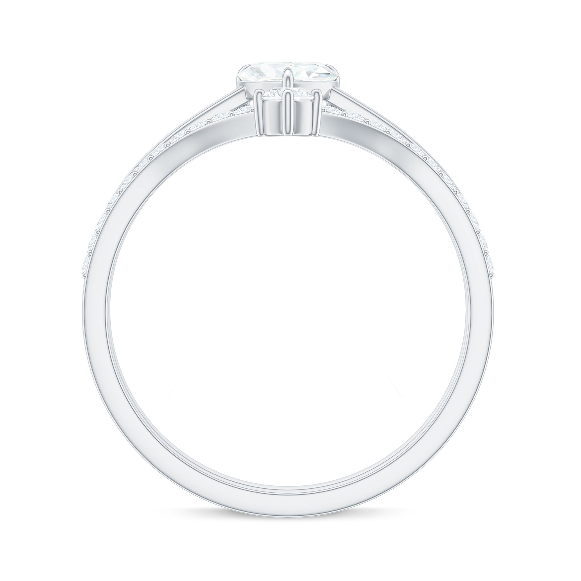 Heart Shape Moissanite Solitaire Engagement Ring with Enhancer D-VS1 - Rosec Jewels