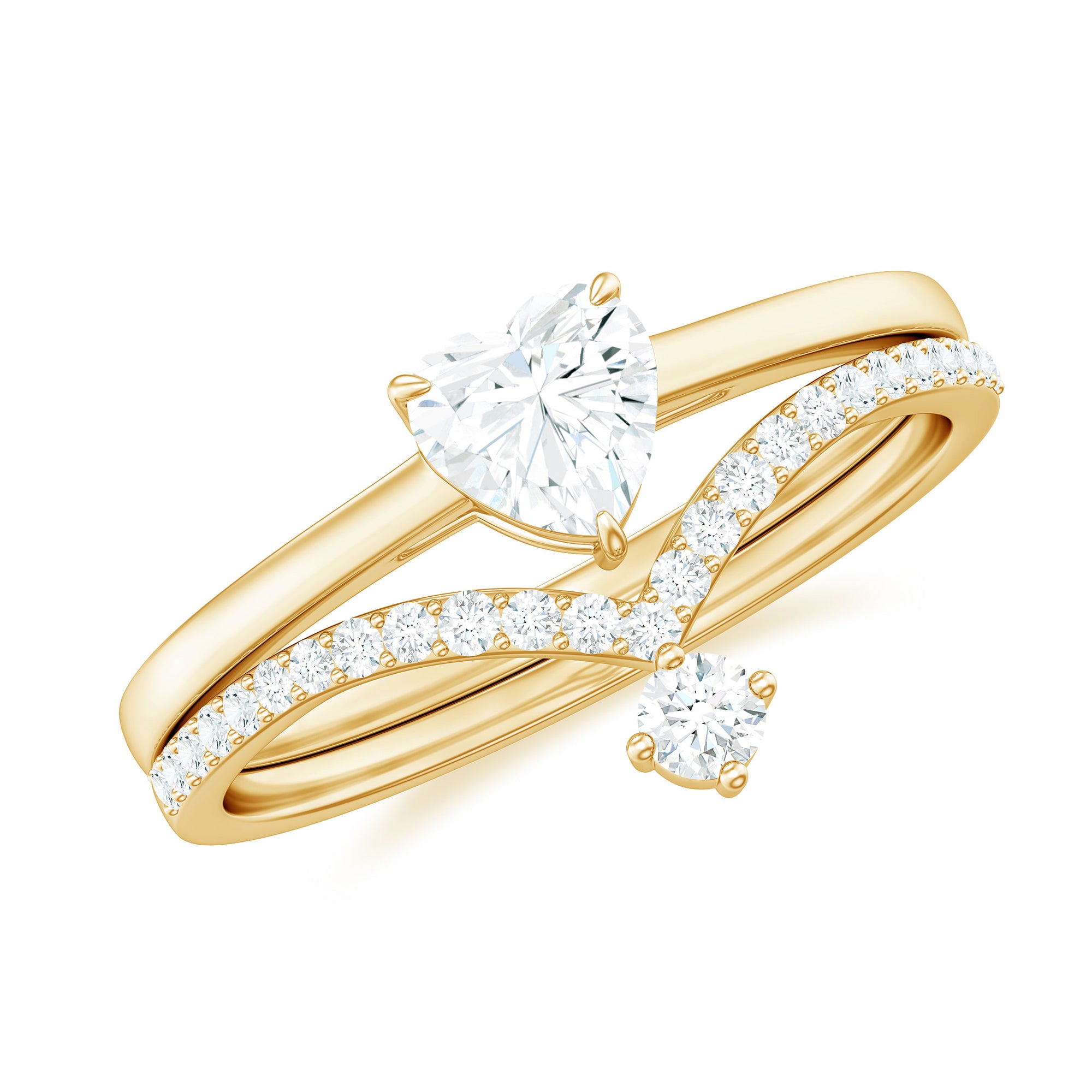 Heart Shape Moissanite Solitaire Engagement Ring with Enhancer D-VS1 - Rosec Jewels