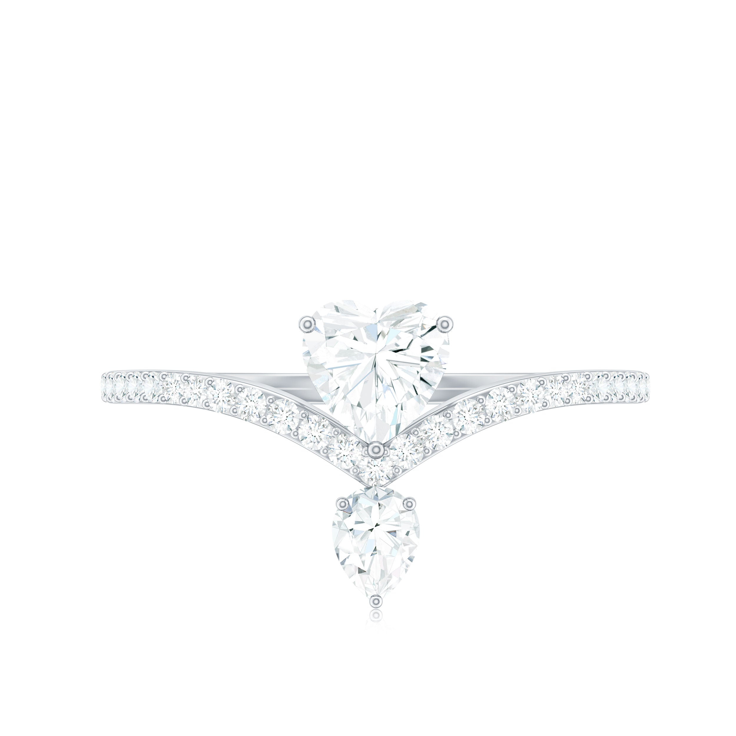 Designer Moissanite Heart Engagement Ring for Women D-VS1 - Rosec Jewels