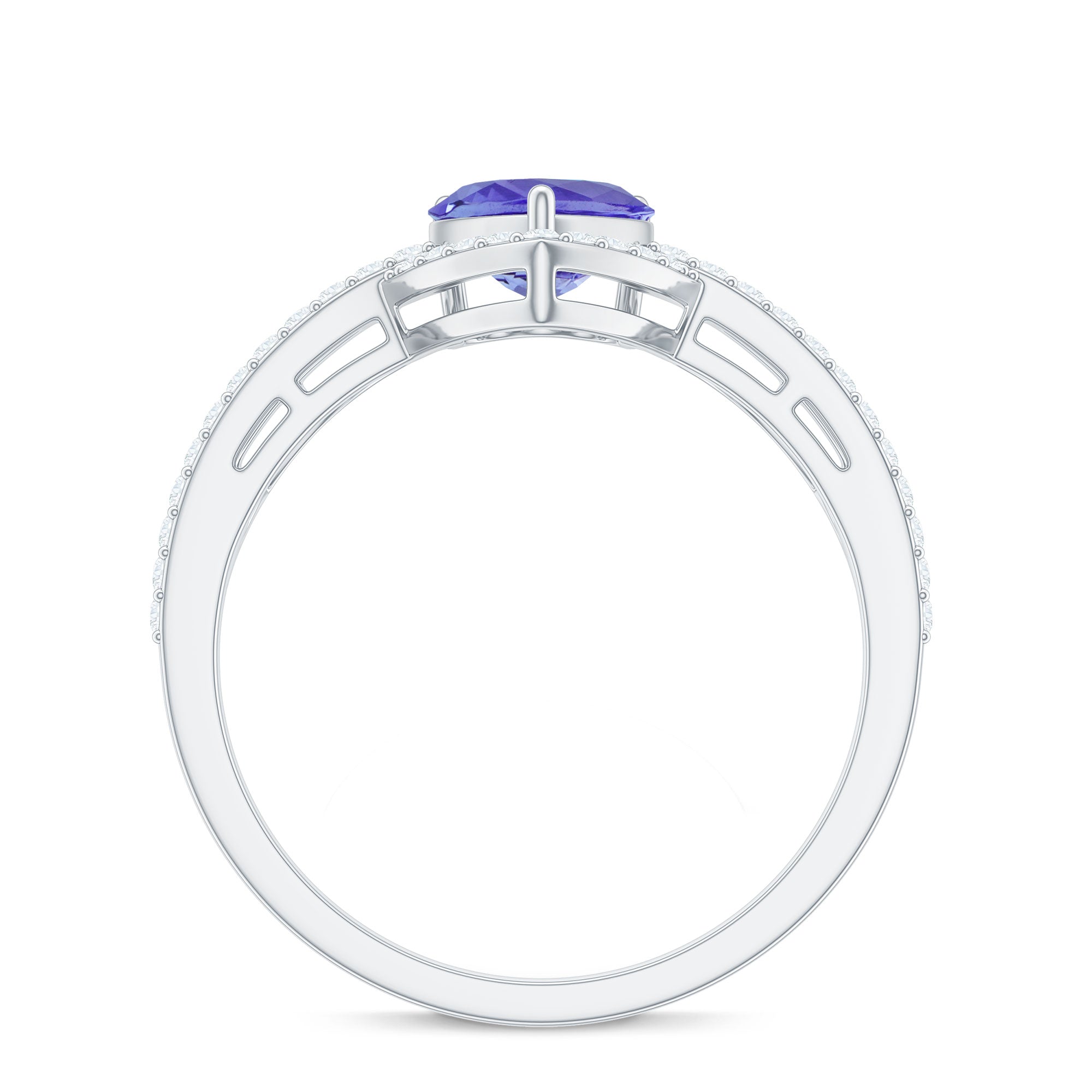 Rosec Jewels-Heart Shape Tanzanite and Diamond Designer Engagement Ring