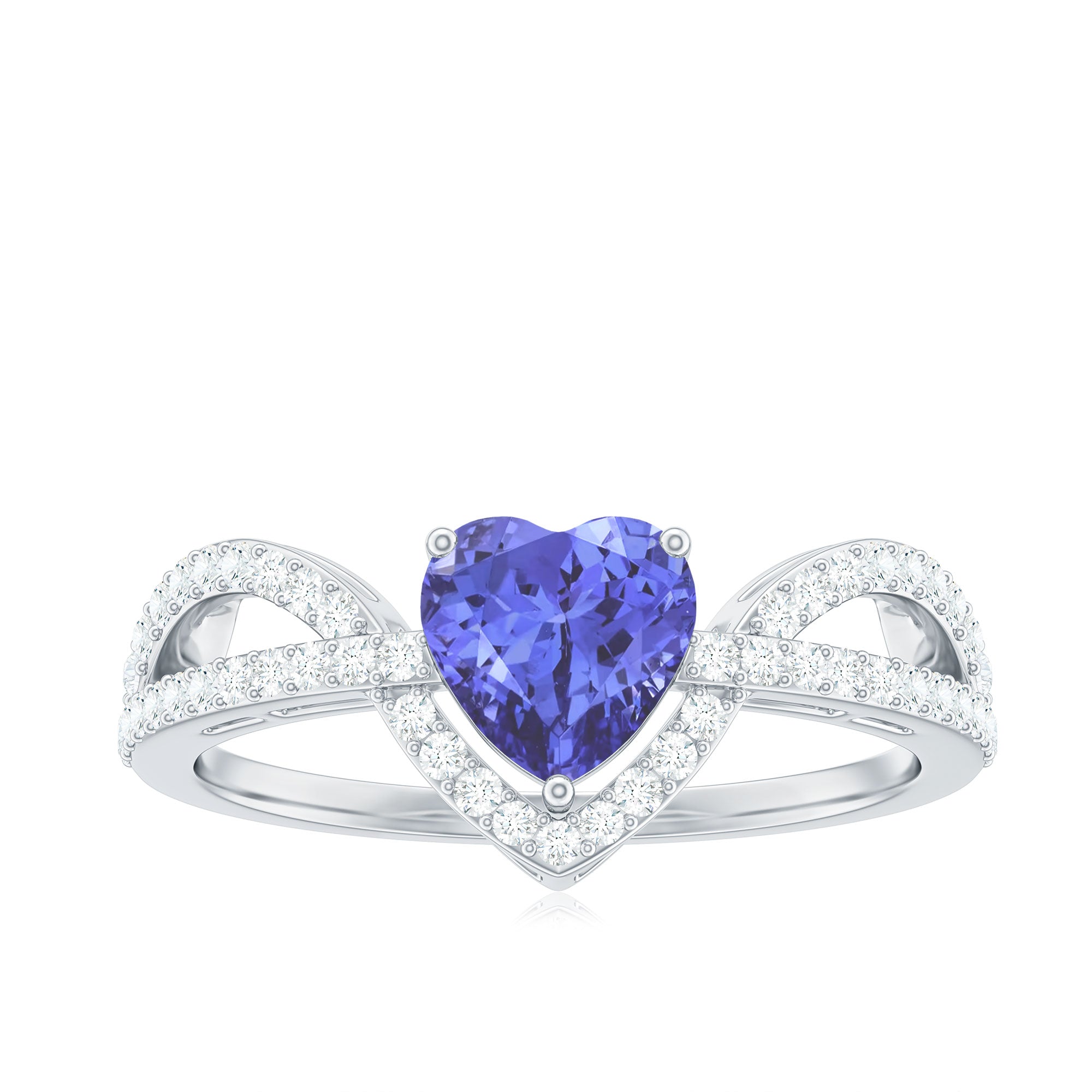 Rosec Jewels-Heart Shape Tanzanite and Diamond Designer Engagement Ring