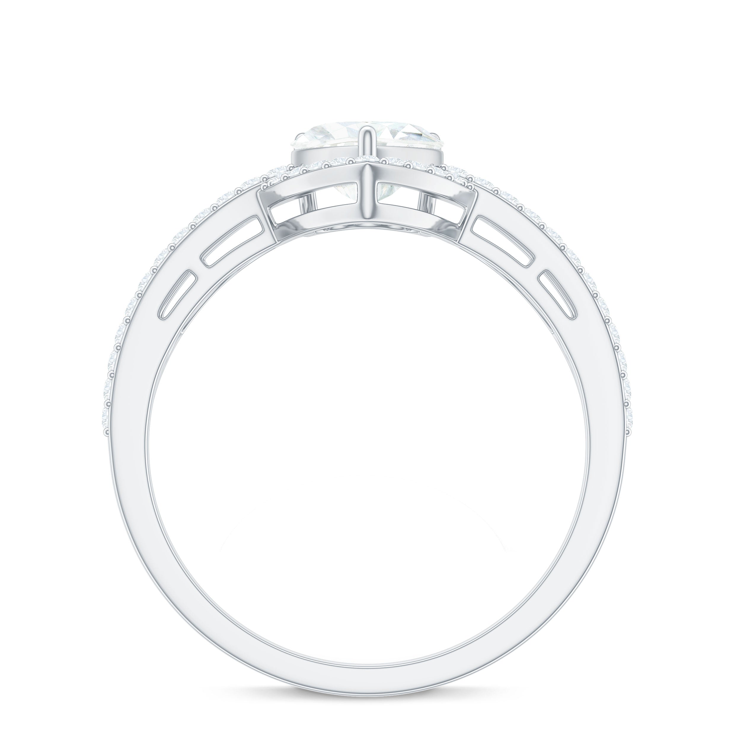 Heart Shaped Moissanite Designer Engagement Ring D-VS1 - Rosec Jewels