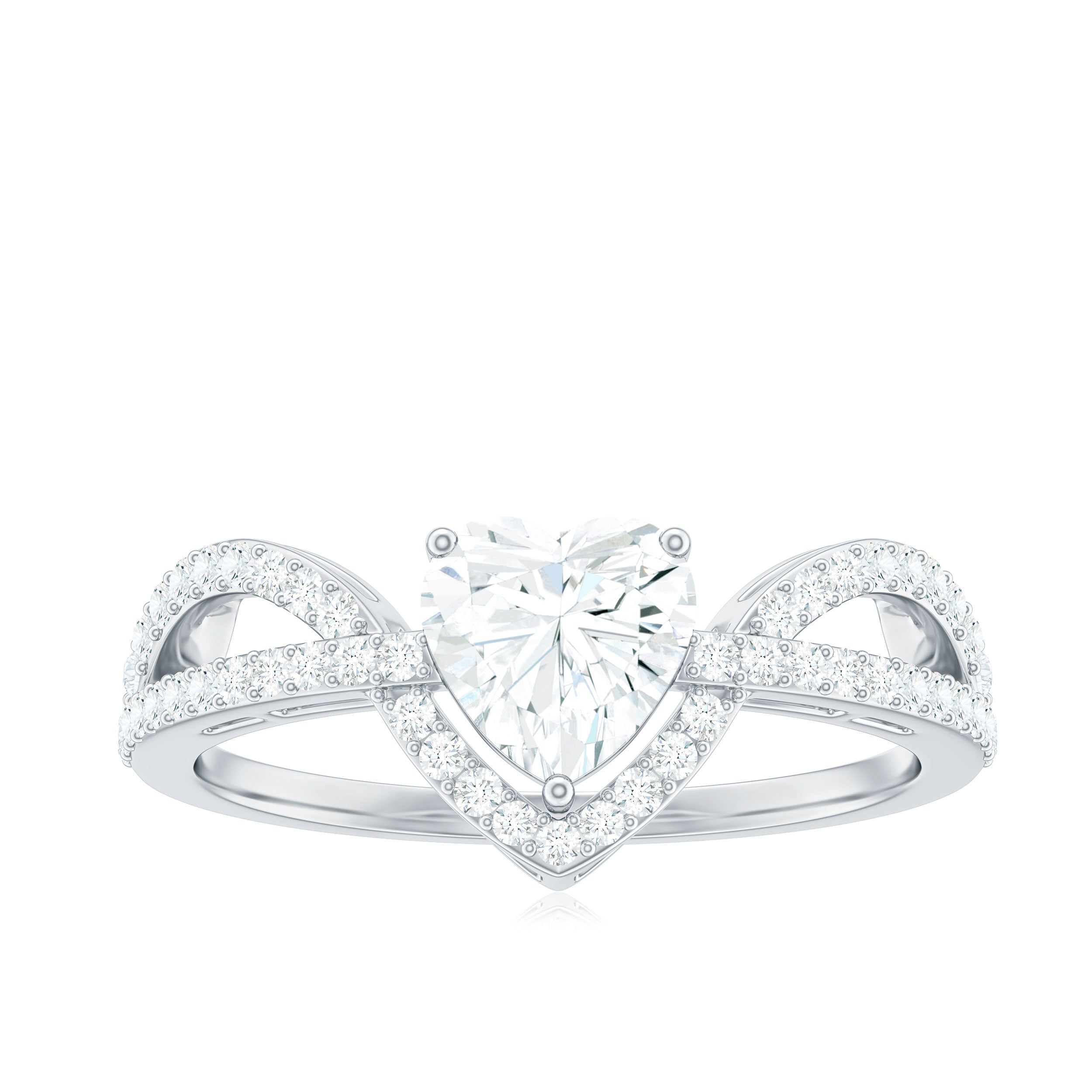 Heart Shaped Moissanite Designer Engagement Ring D-VS1 - Rosec Jewels
