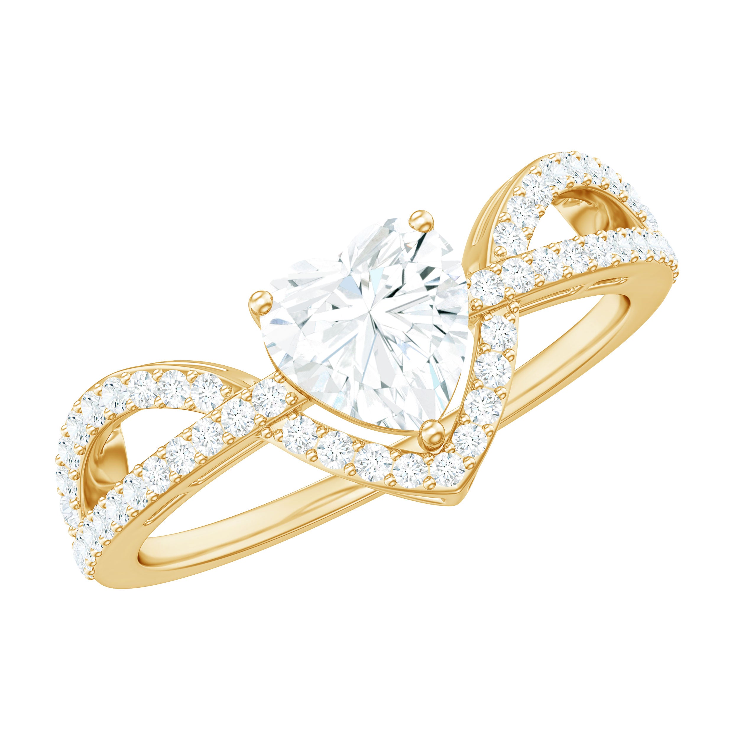 Heart Shaped Moissanite Designer Engagement Ring D-VS1 - Rosec Jewels