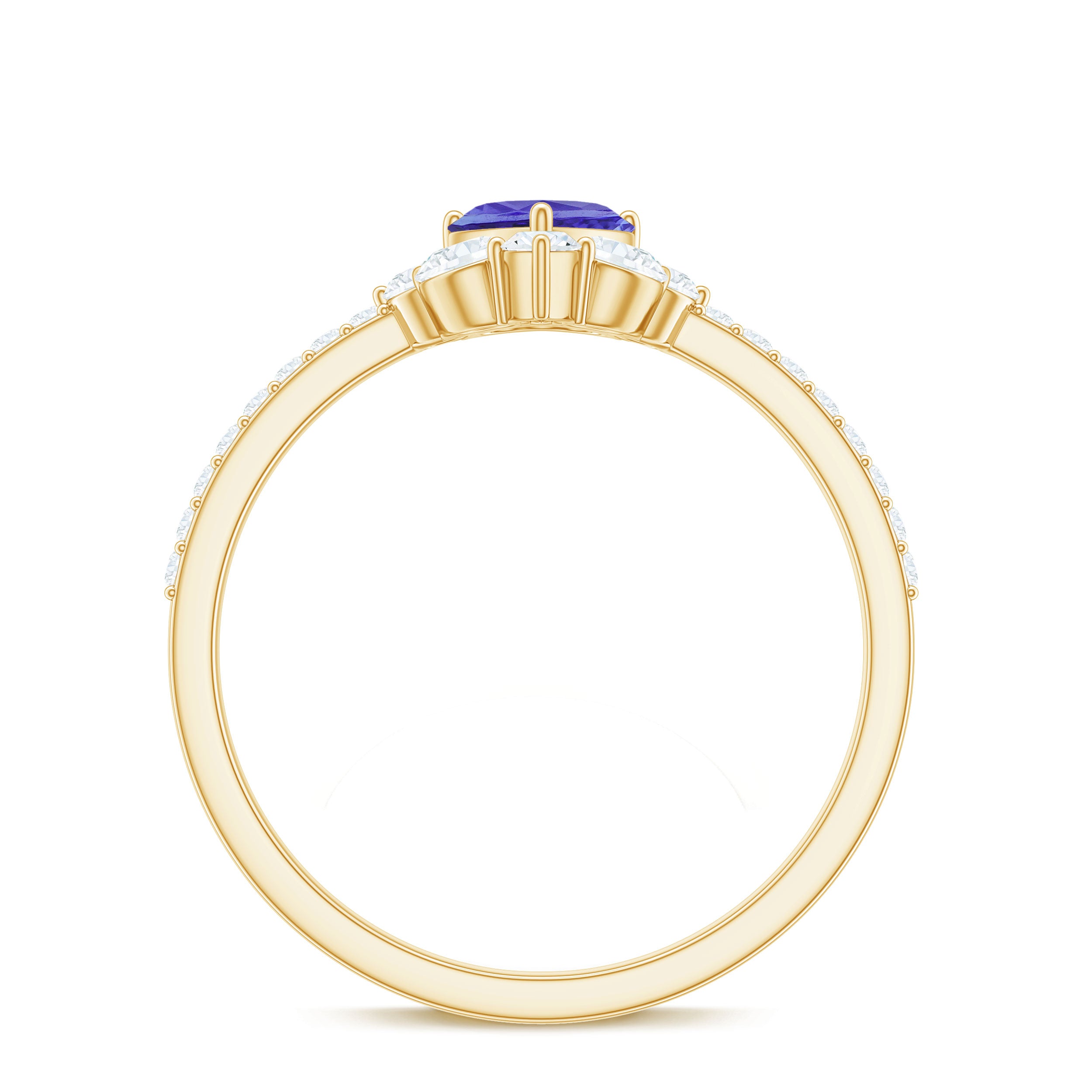 Natural Tanzanite Diamond Heart Promise Ring for Engagement AAA - Rosec Jewels