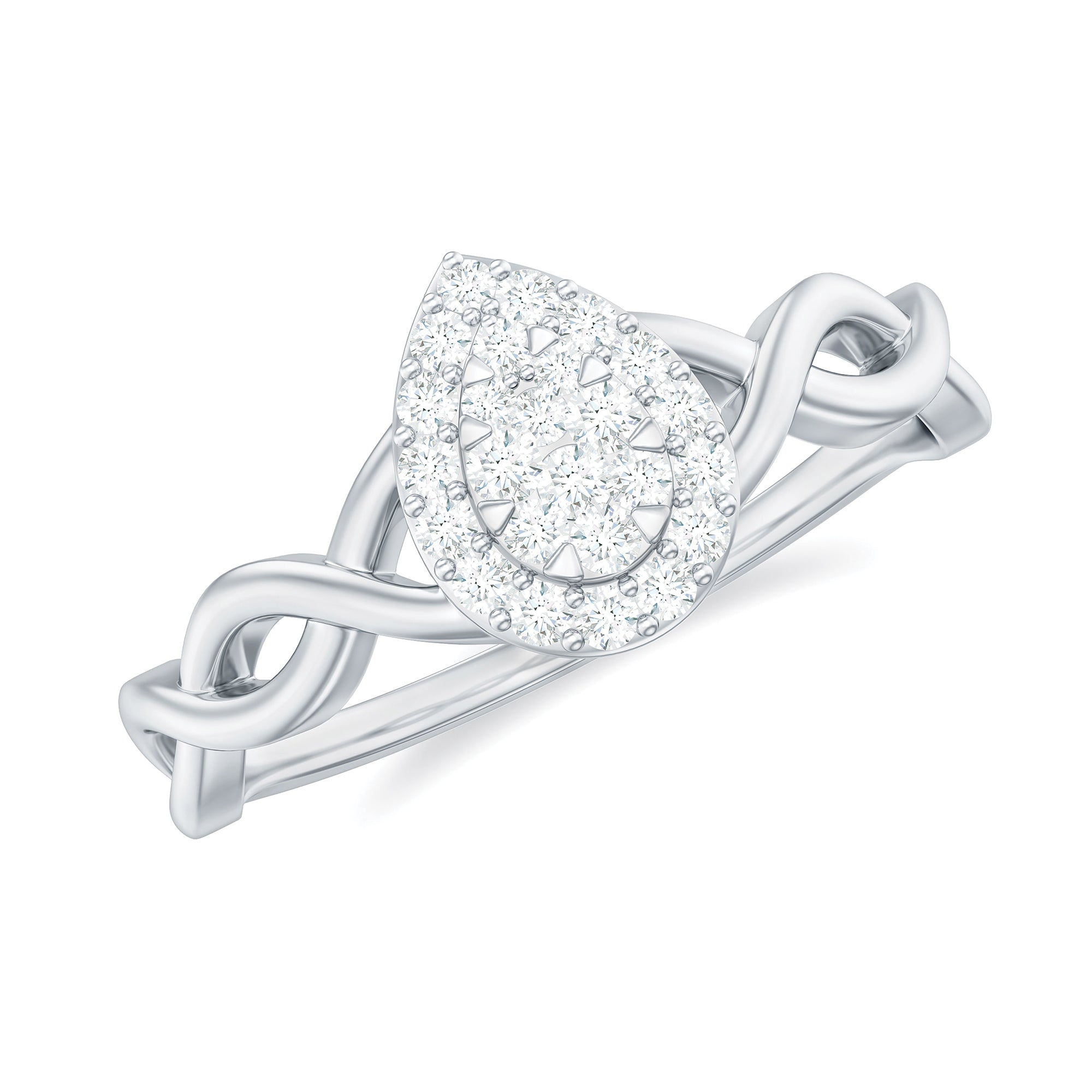 Illusion Set Round Moissanite Crossover Halo Engagement Ring