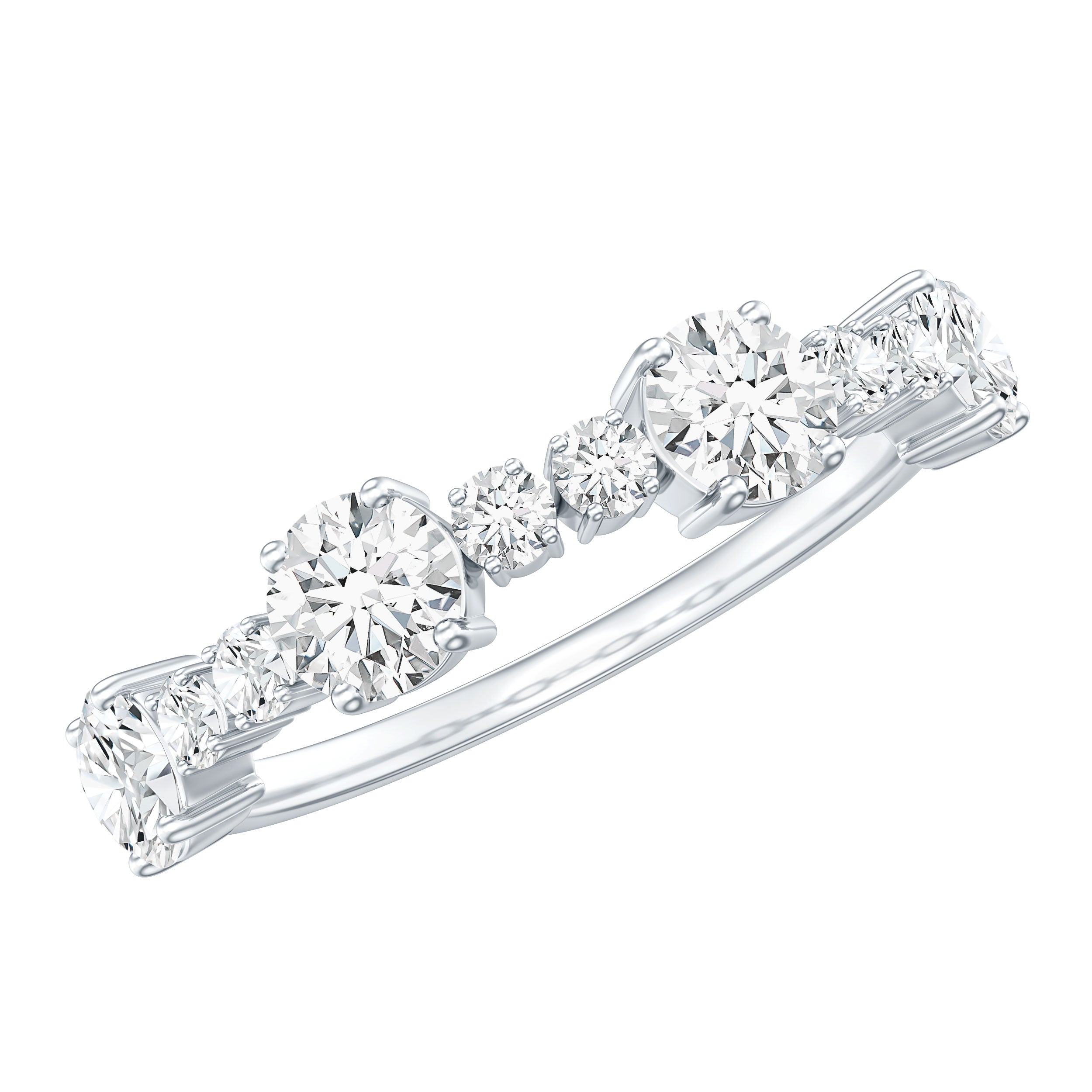 Round Moissanite Half Eternity Wedding Band D-VS1 - Rosec Jewels