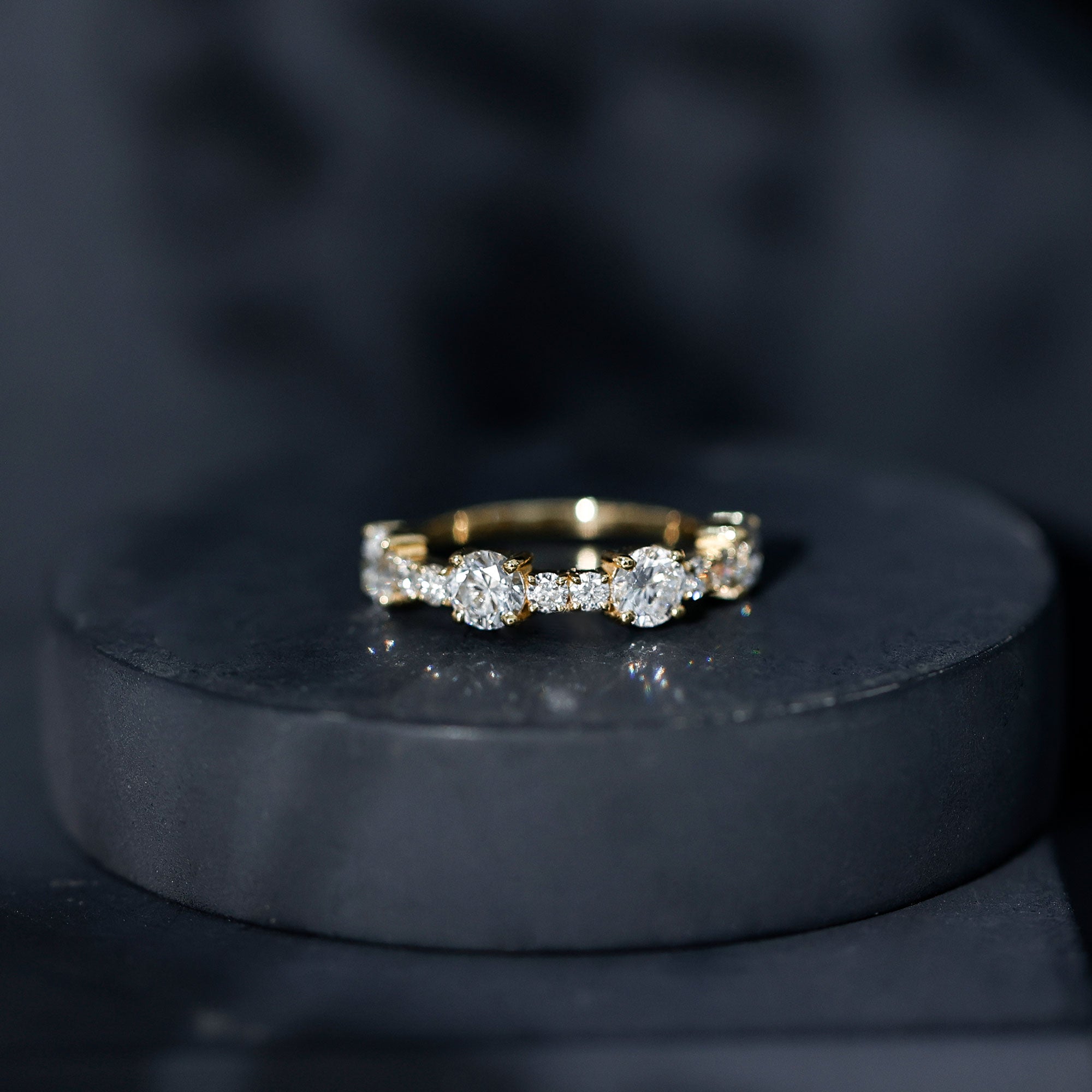 Round Moissanite Half Eternity Wedding Band D-VS1 - Rosec Jewels