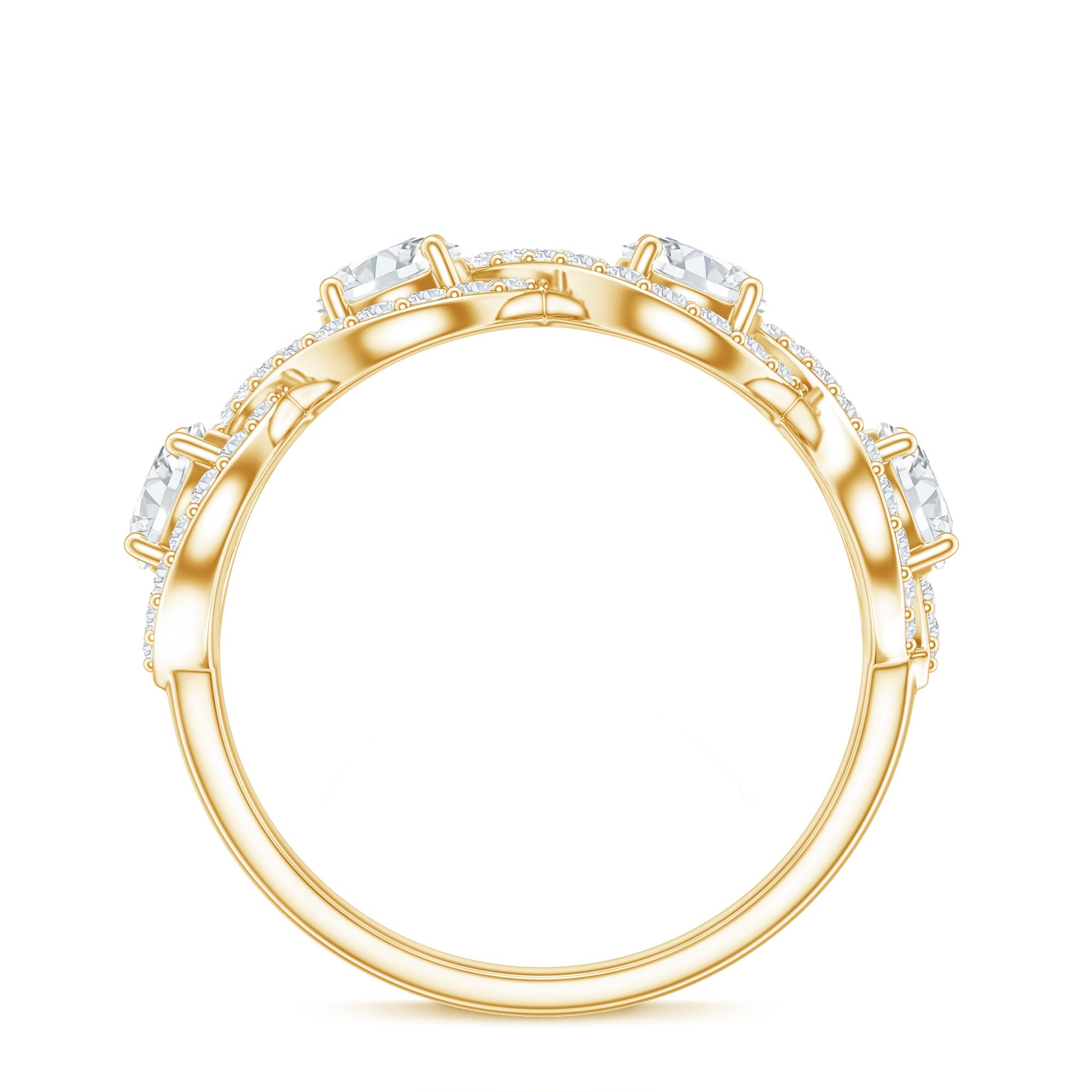 Cubic Zirconia Braided Half Eternity Band Ring AAAA - Rosec Jewels