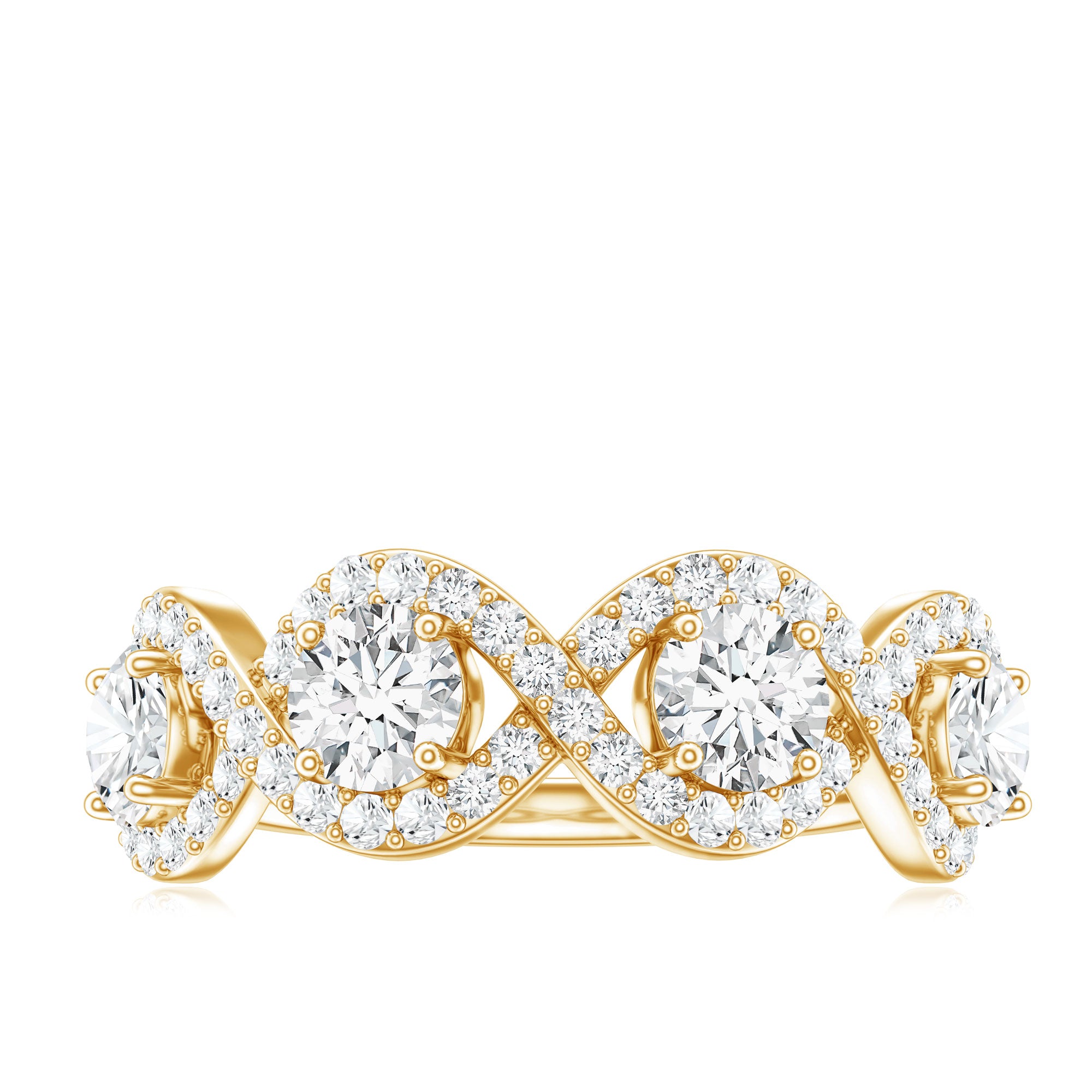Cubic Zirconia Braided Half Eternity Band Ring AAAA - Rosec Jewels