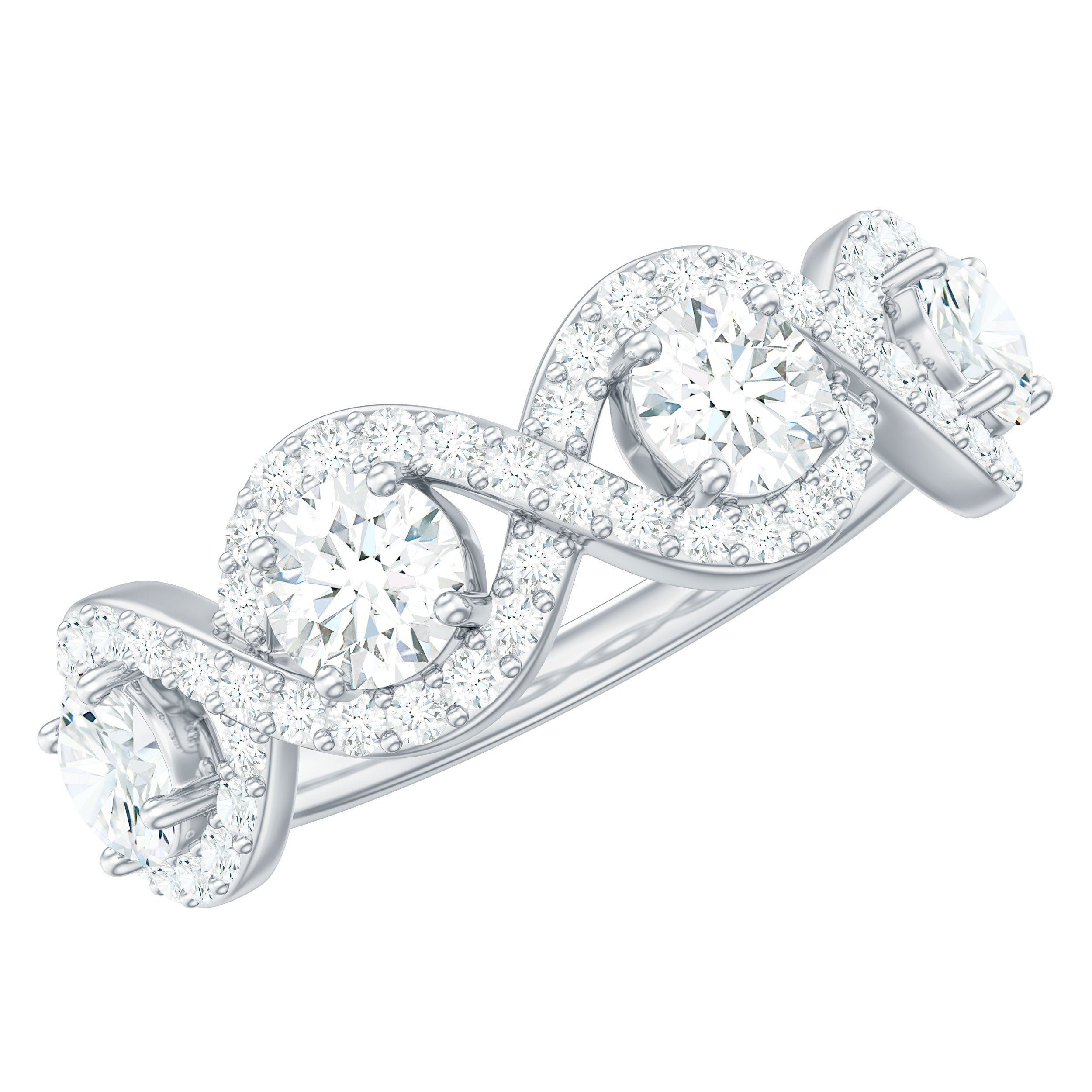 Round Moissanite Infinity Wedding Band Ring