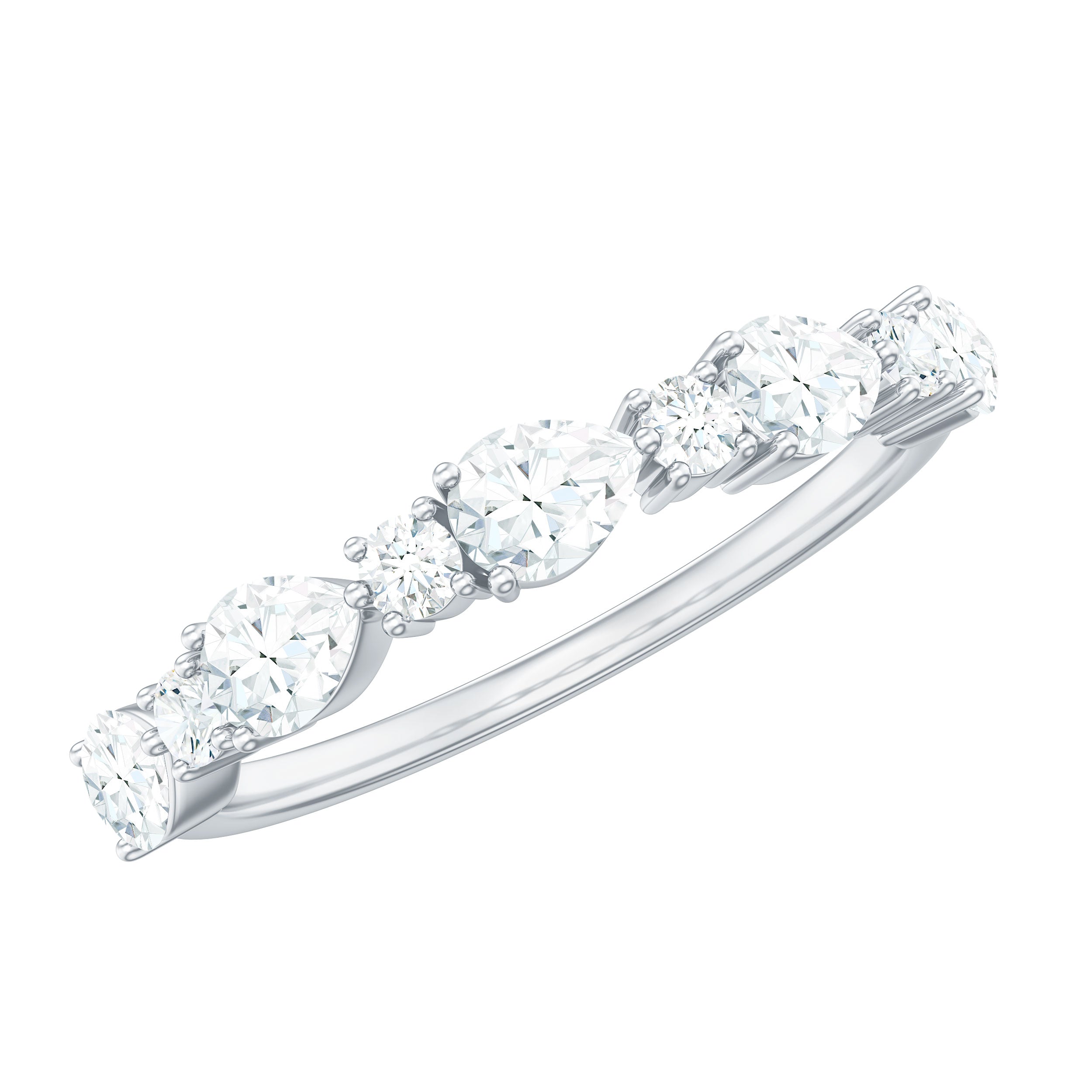 Certified Moissanite Half Eternity Stackable Ring for Women D-VS1 - Rosec Jewels