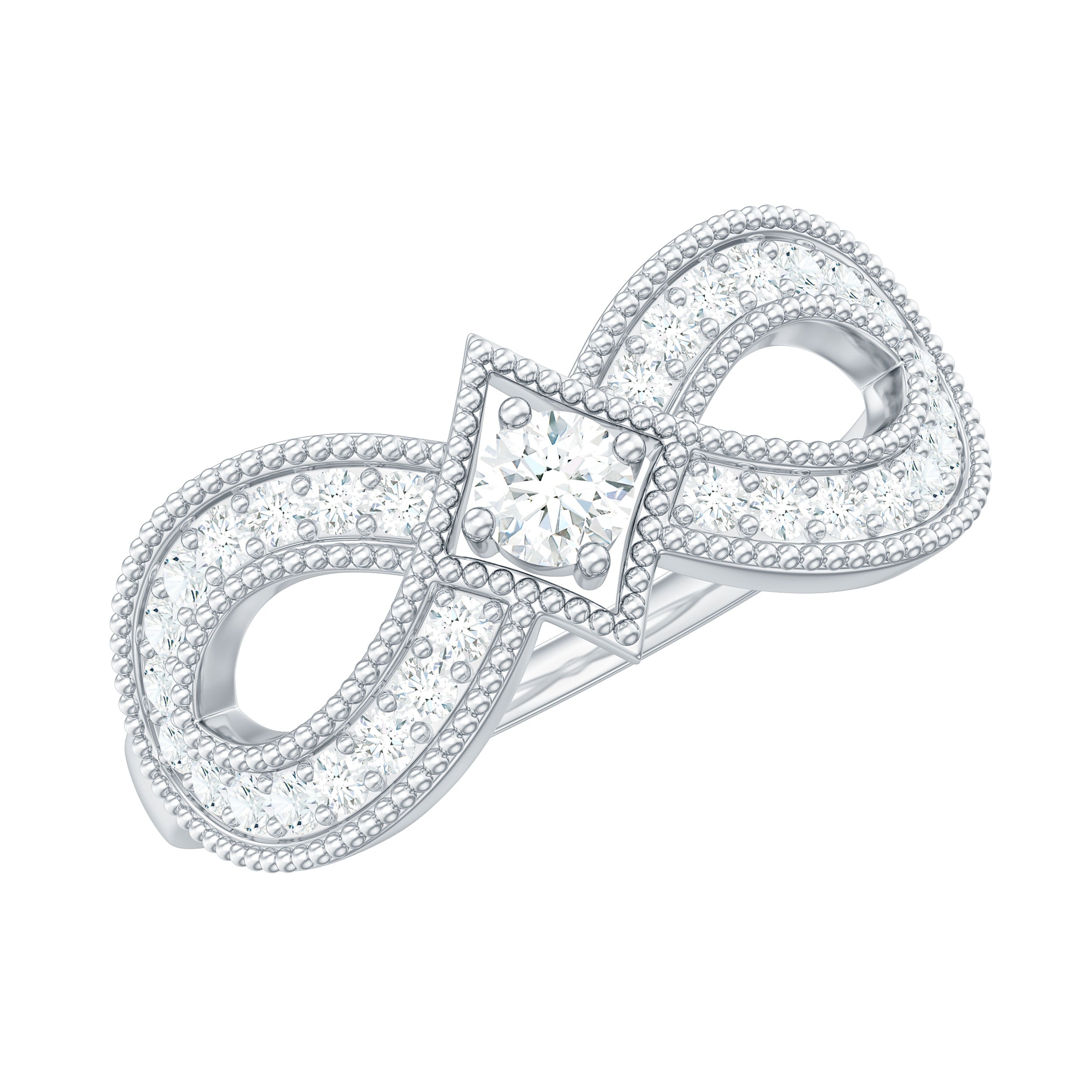 Vintage Inspired Moissanite Infinity Engagement Ring