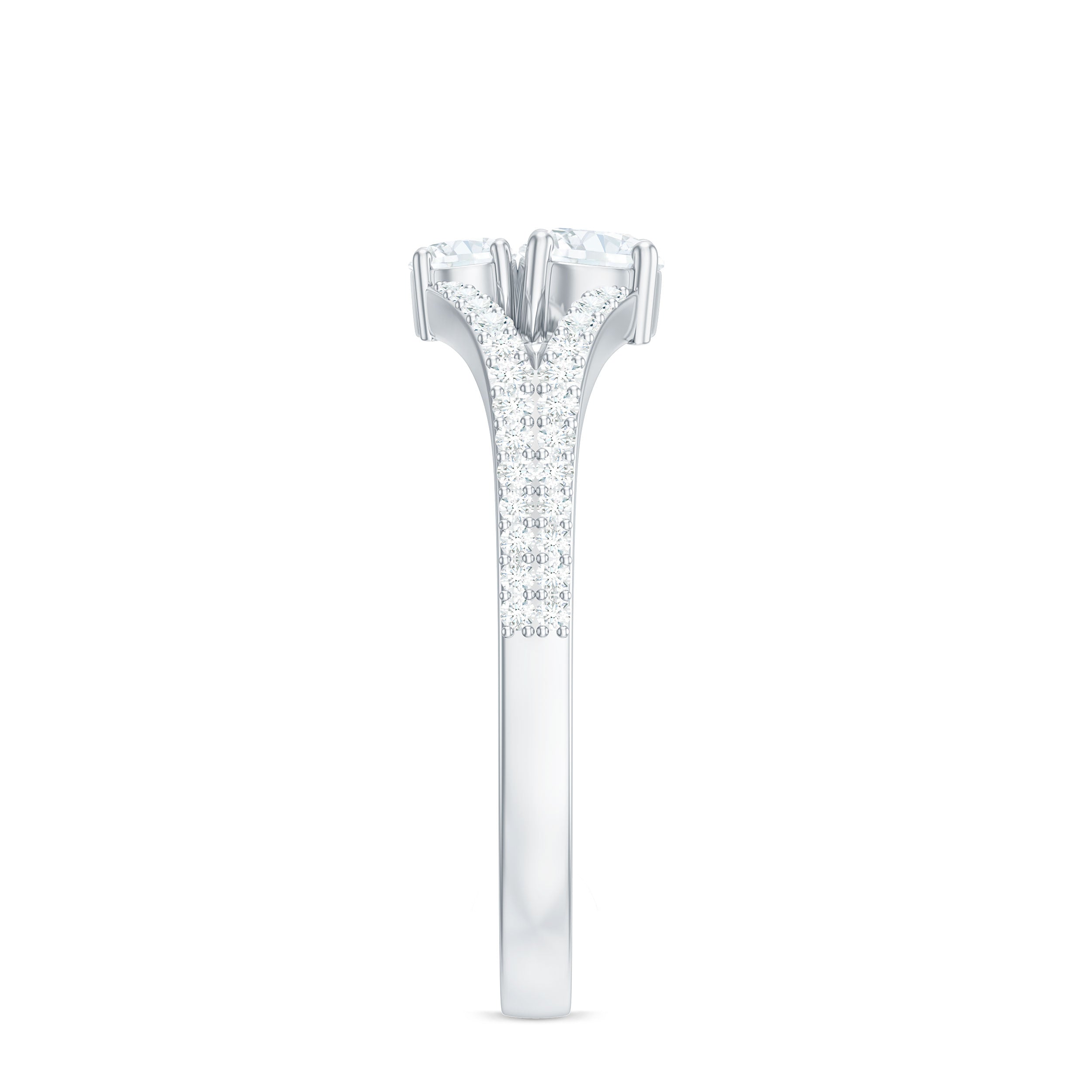 Rosec Jewels-Moissanite Toi et Moi Engagement Ring with Split Shank