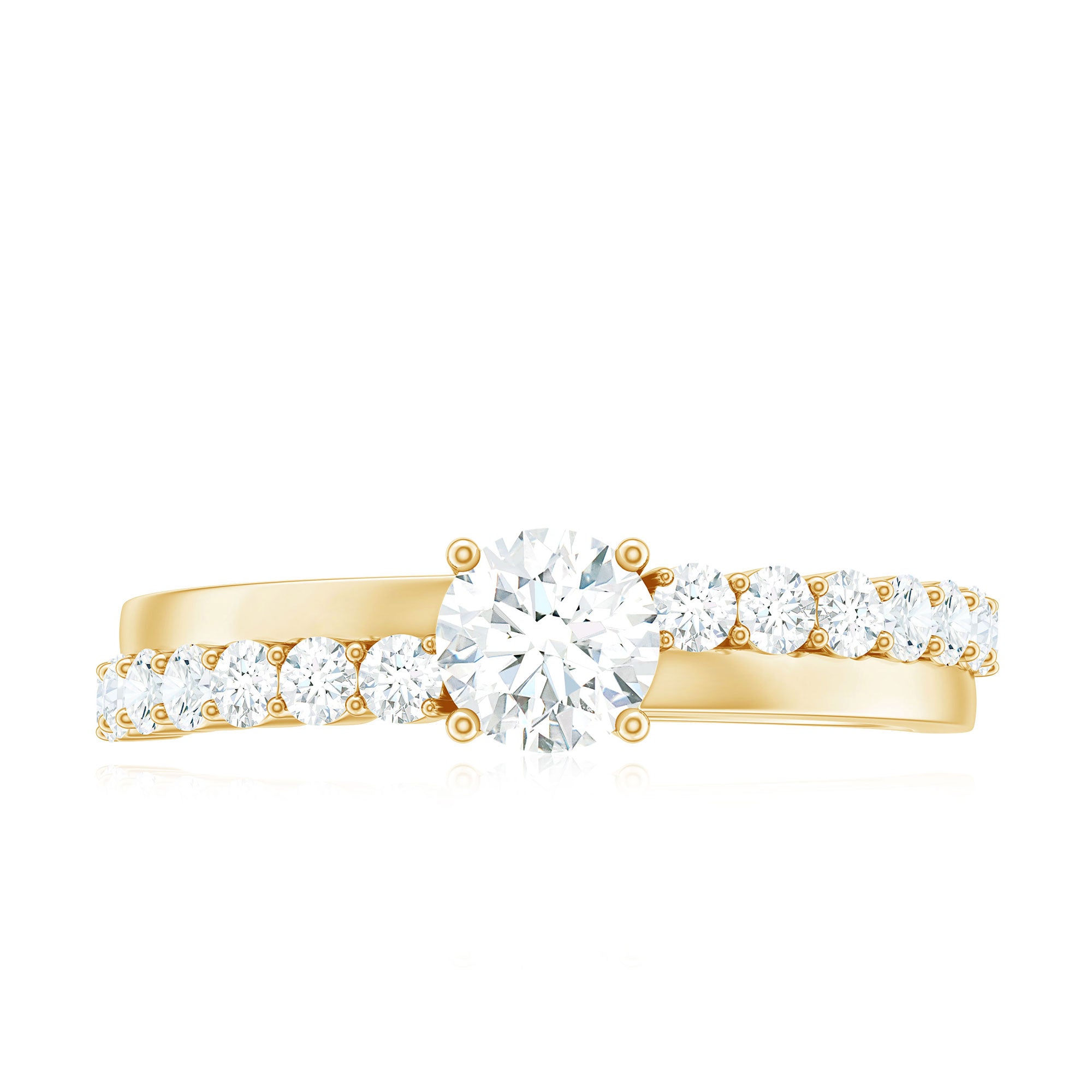 1 CT Round Cut Cubic Zirconia Promise Ring in Prong Setting AAAA - Rosec Jewels