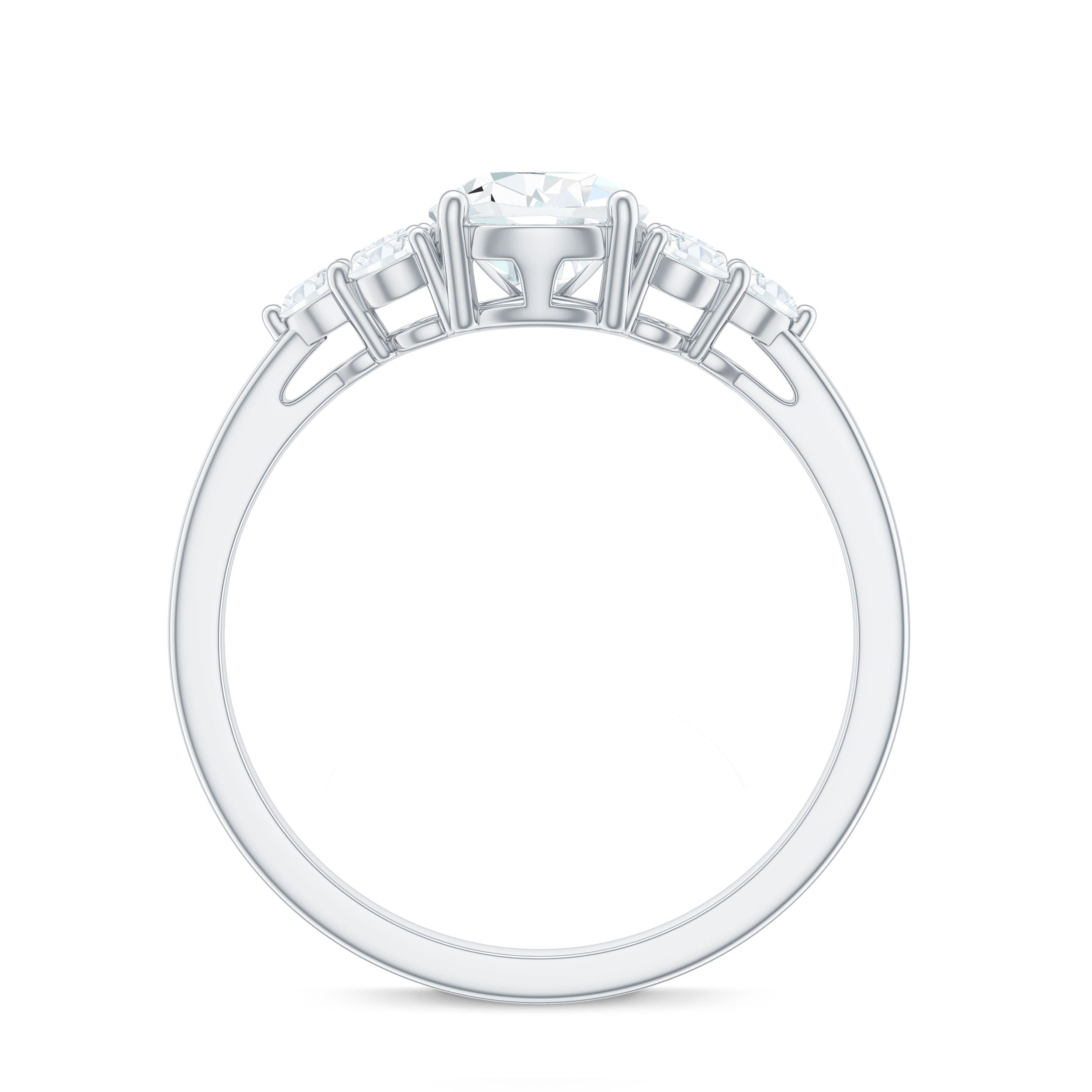 Certified 1.3 Carat Moissanite Pear Engagement Ring with Trio D-VS1 - Rosec Jewels