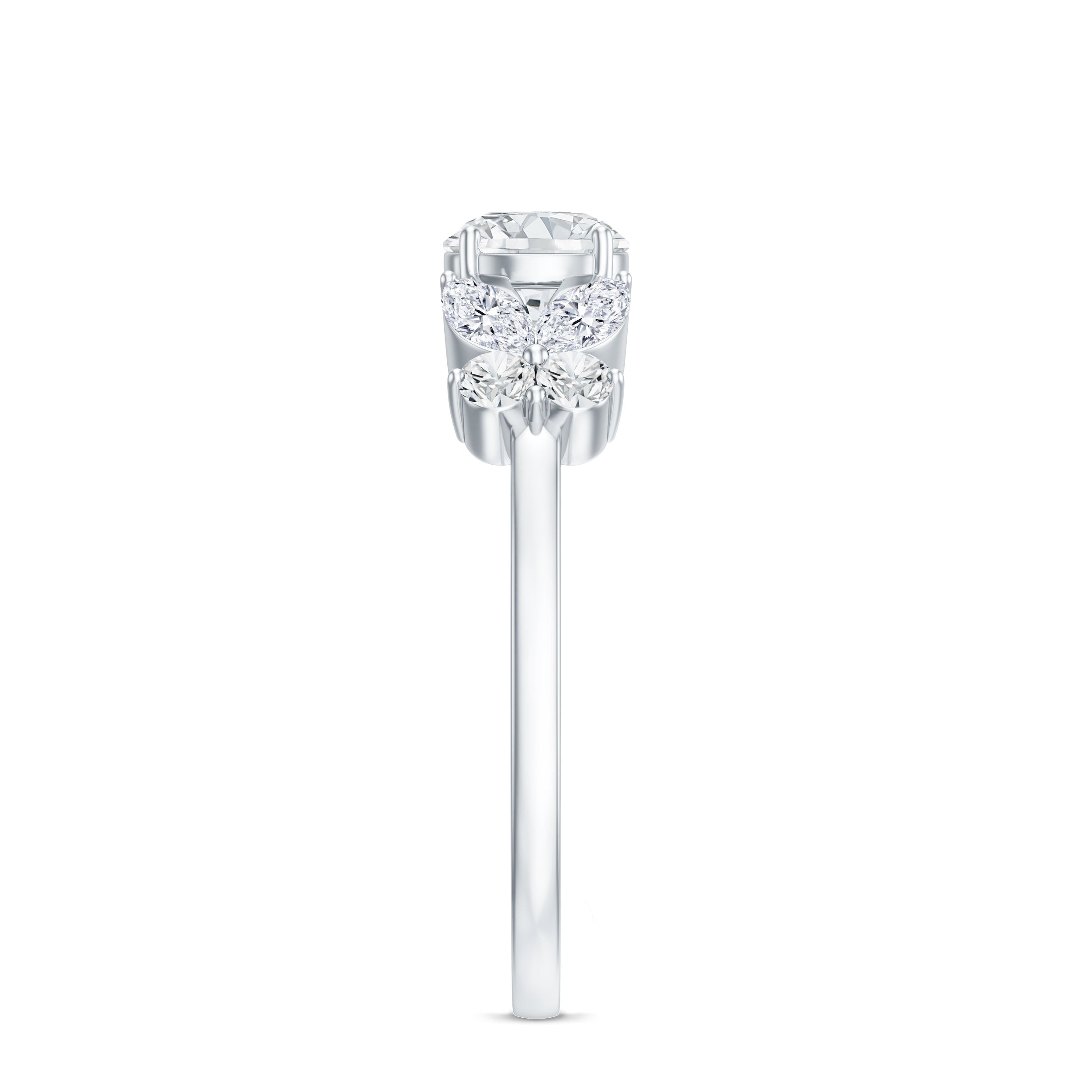 Certified Moissanite Promise Ring with Butterfly Motif D-VS1 - Rosec Jewels