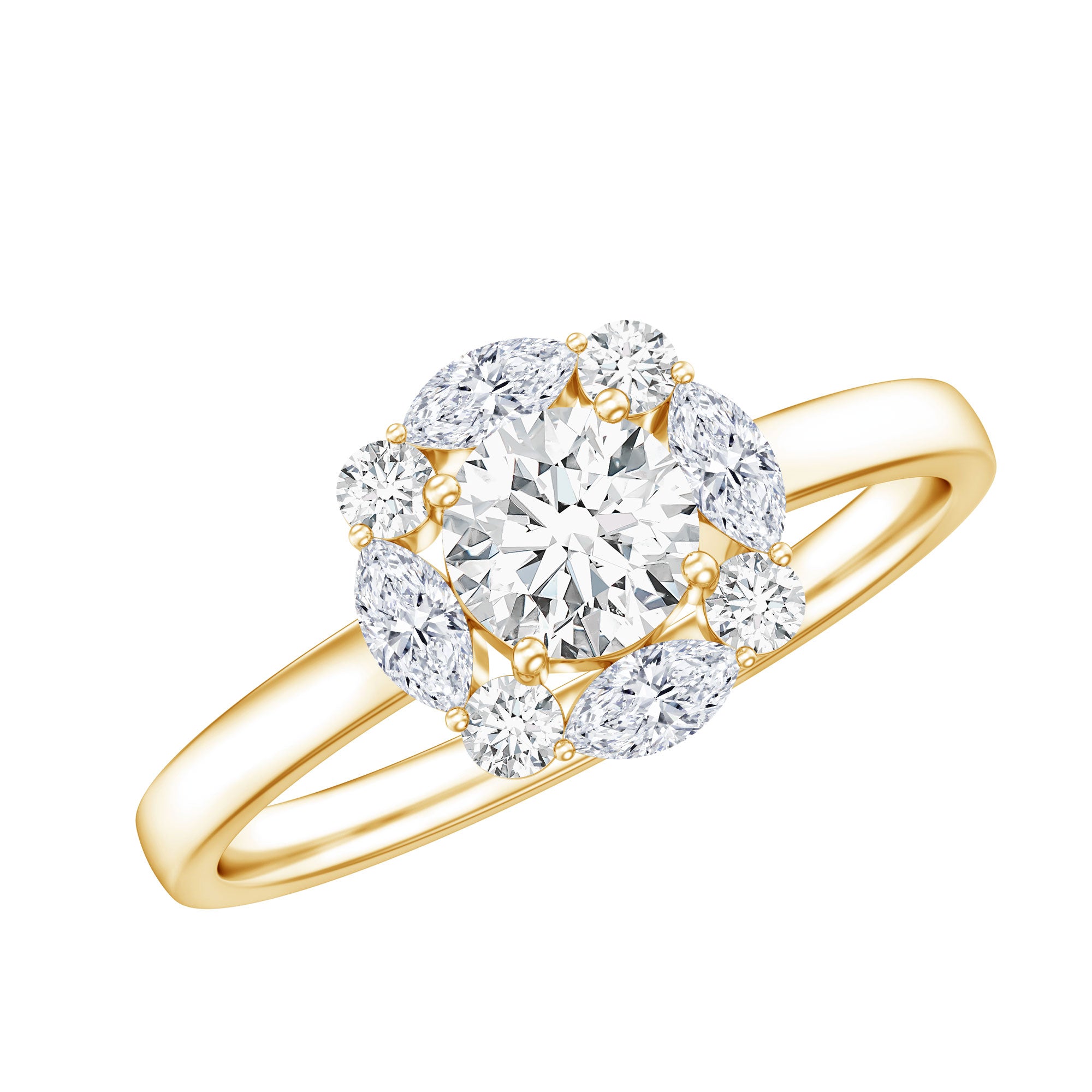Round Moissanite Halo Engagement Ring for Women D-VS1 - Rosec Jewels