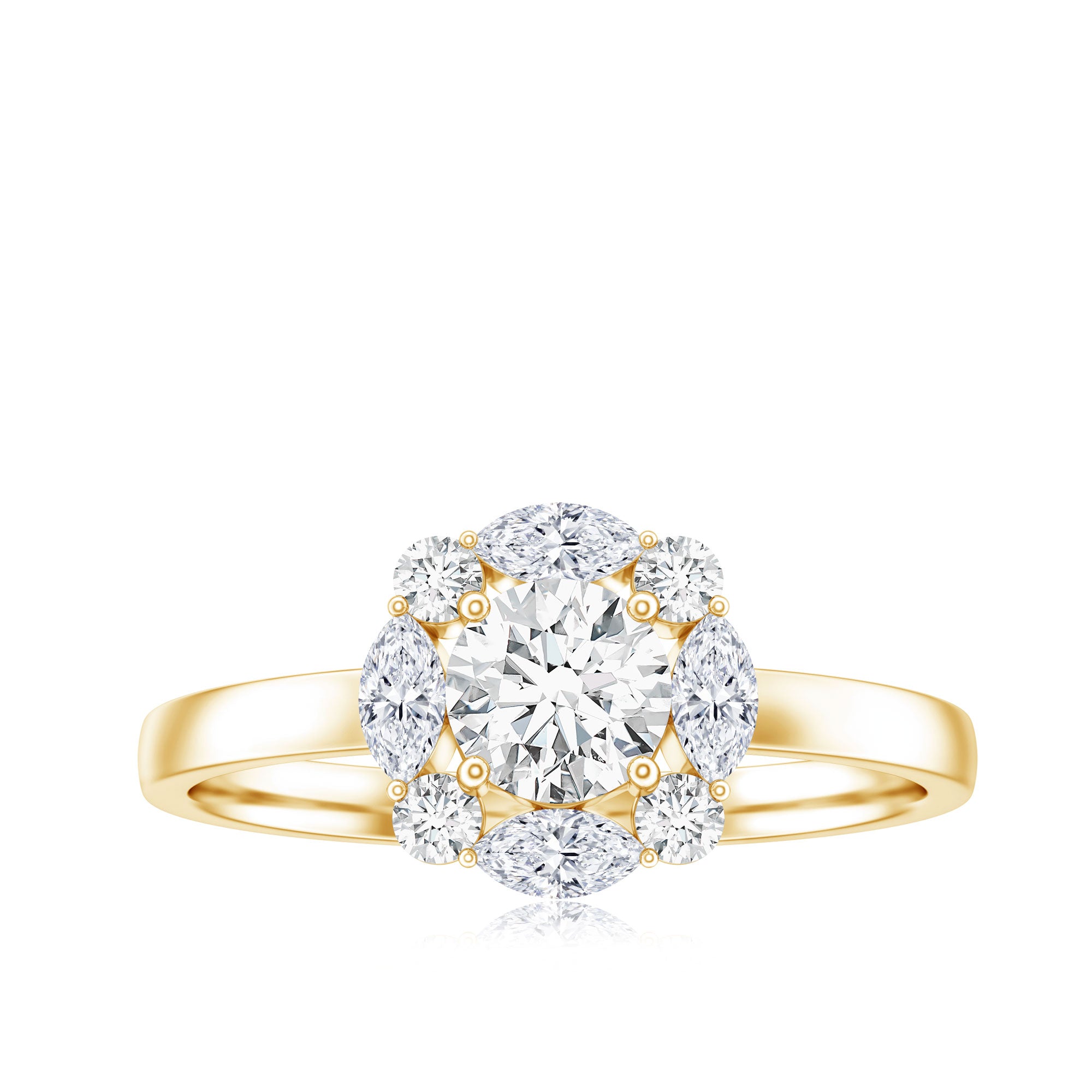 Round Moissanite Halo Engagement Ring for Women D-VS1 - Rosec Jewels