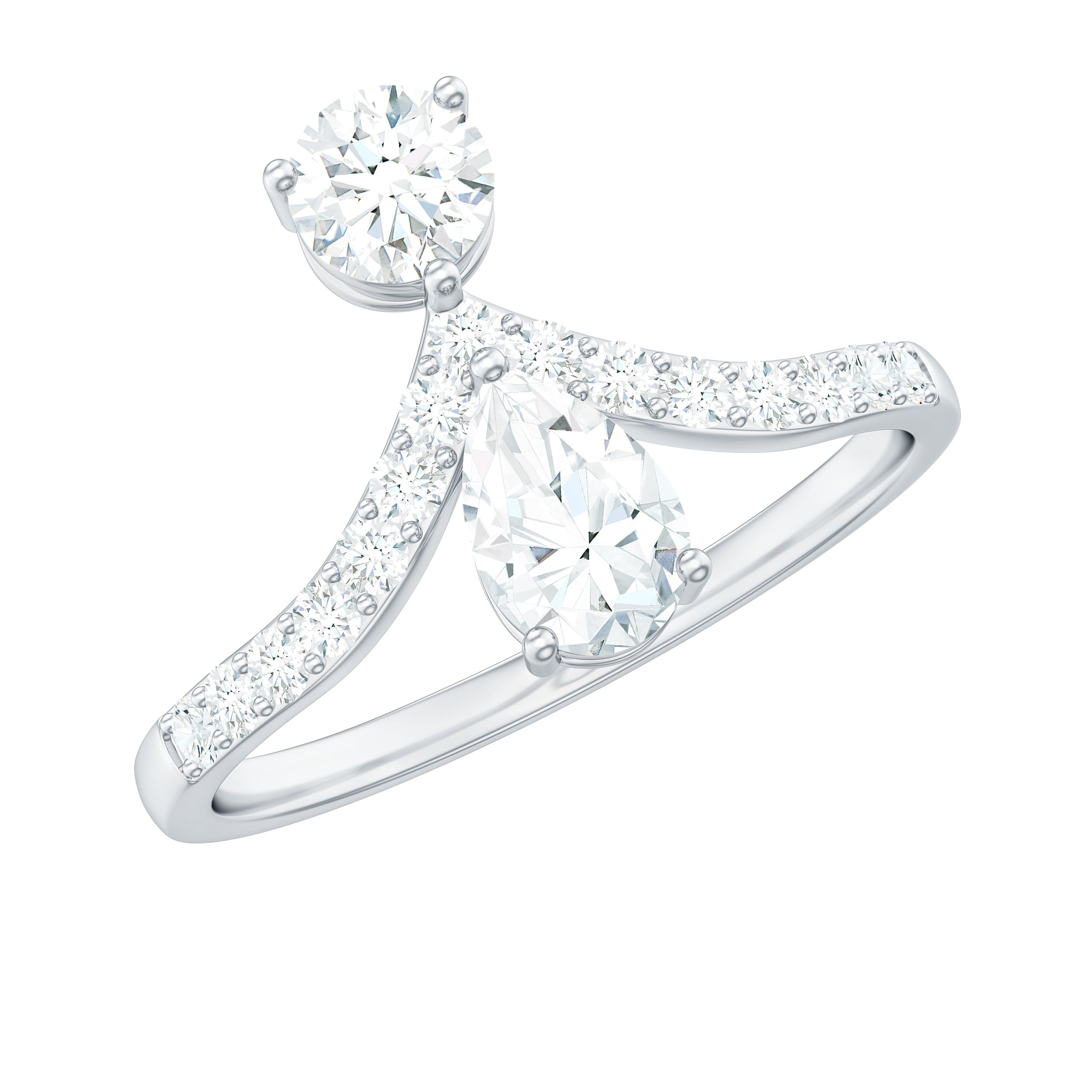 Pear and Round Cut Moissanite Toi et Moi Engagement Ring