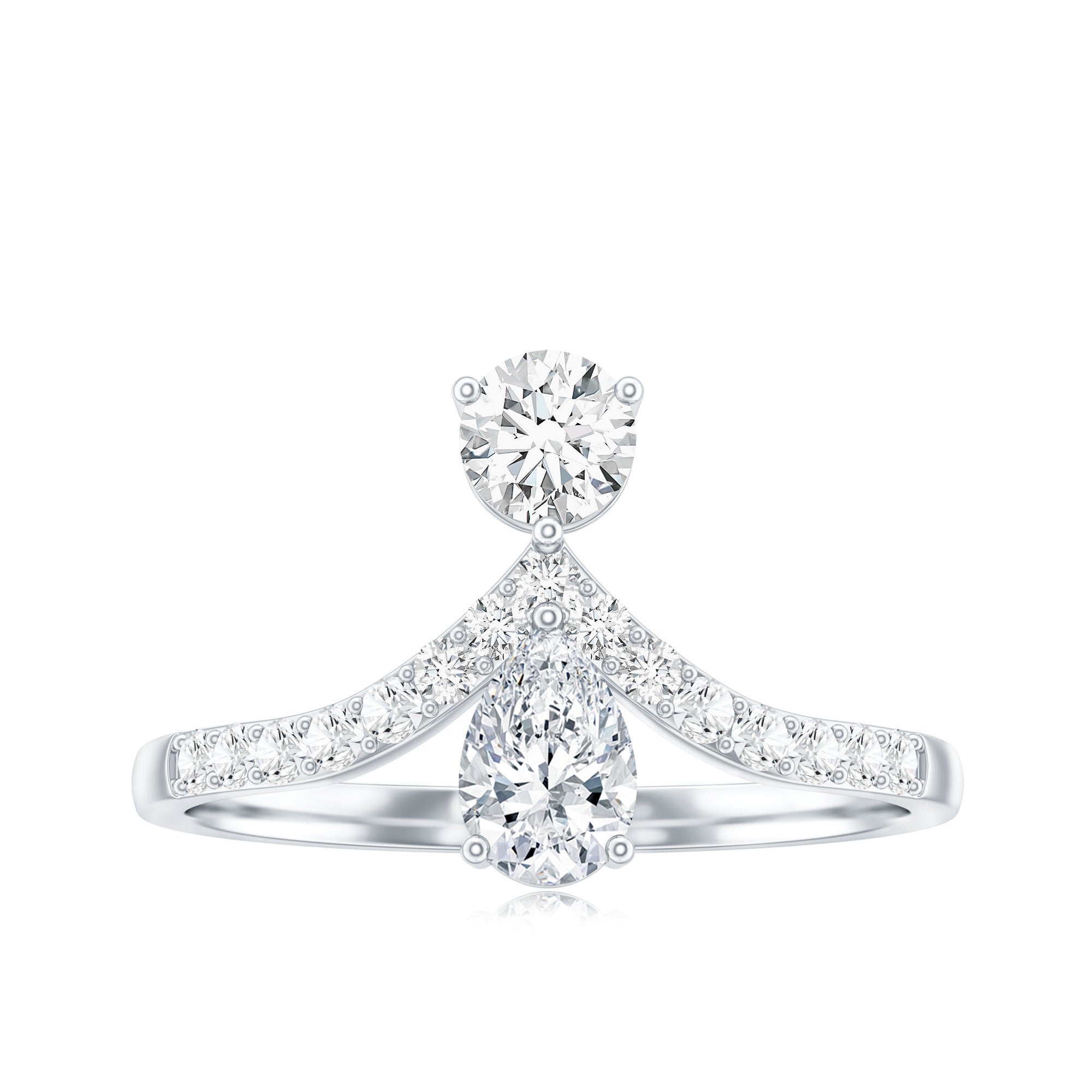 Pear and Round Cut Moissanite Toi et Moi Engagement Ring D-VS1 - Rosec Jewels