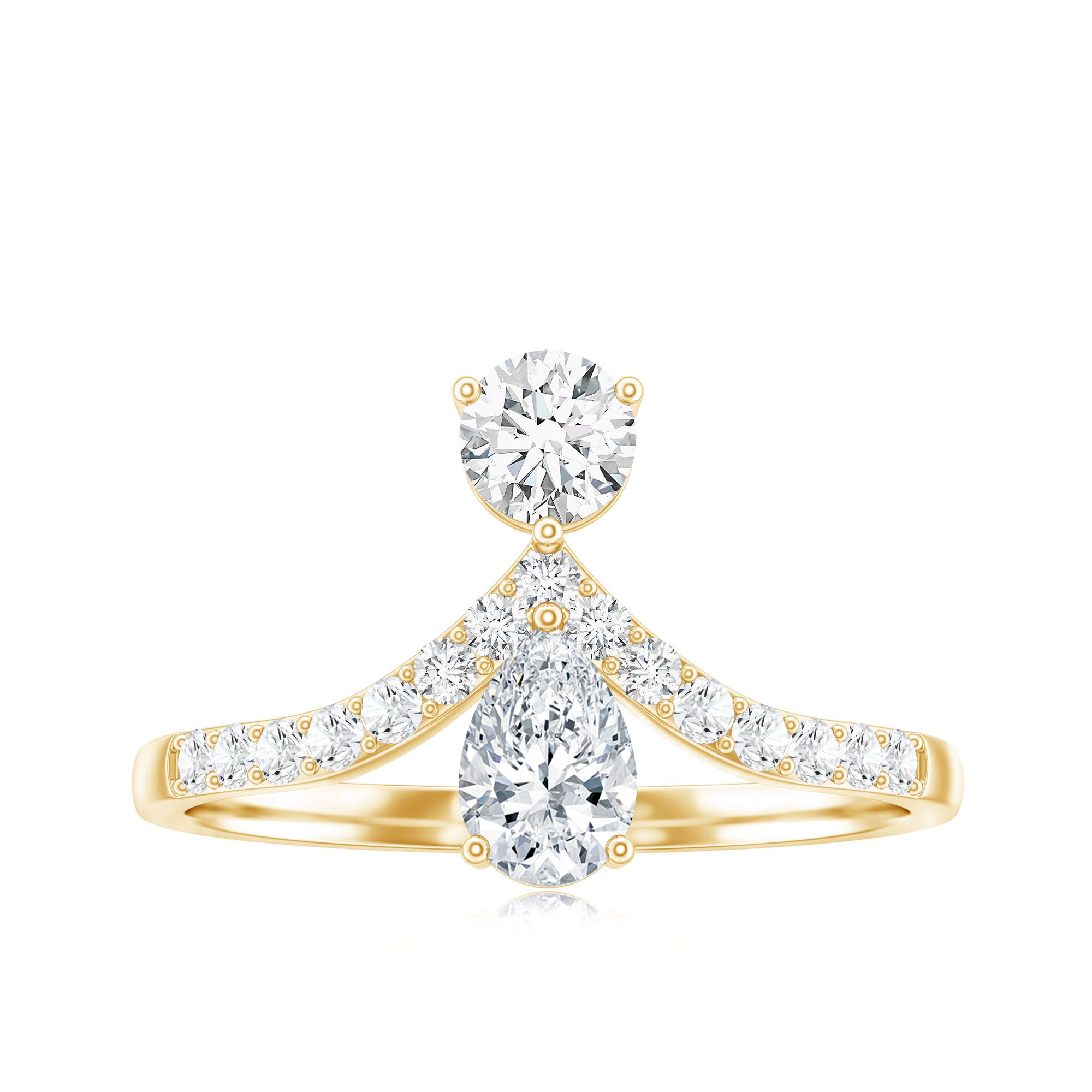 Pear and Round Cut Moissanite Toi et Moi Engagement Ring D-VS1 - Rosec Jewels