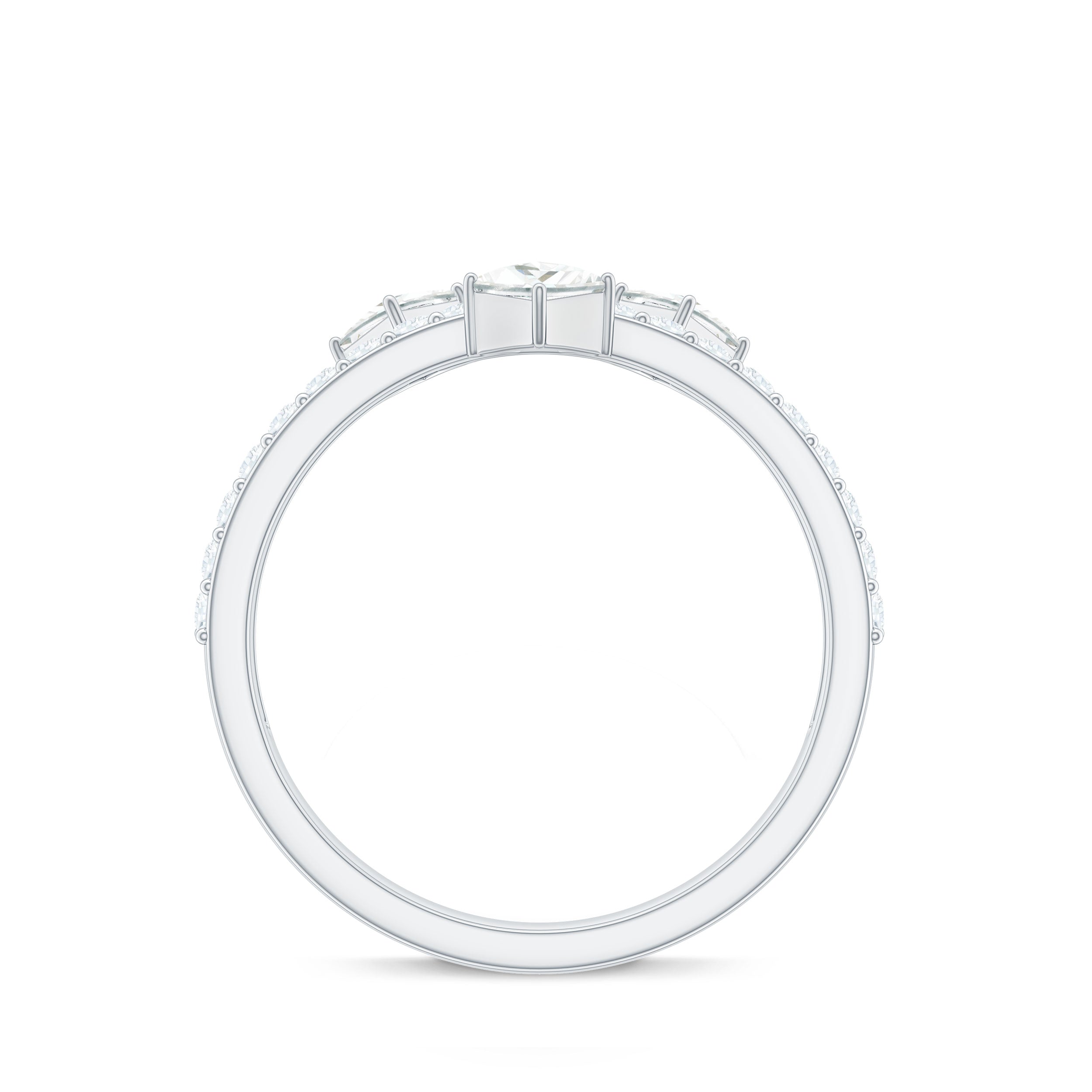 Princess and Round Cut Moissanite Designer Wedding Band D-VS1 - Rosec Jewels