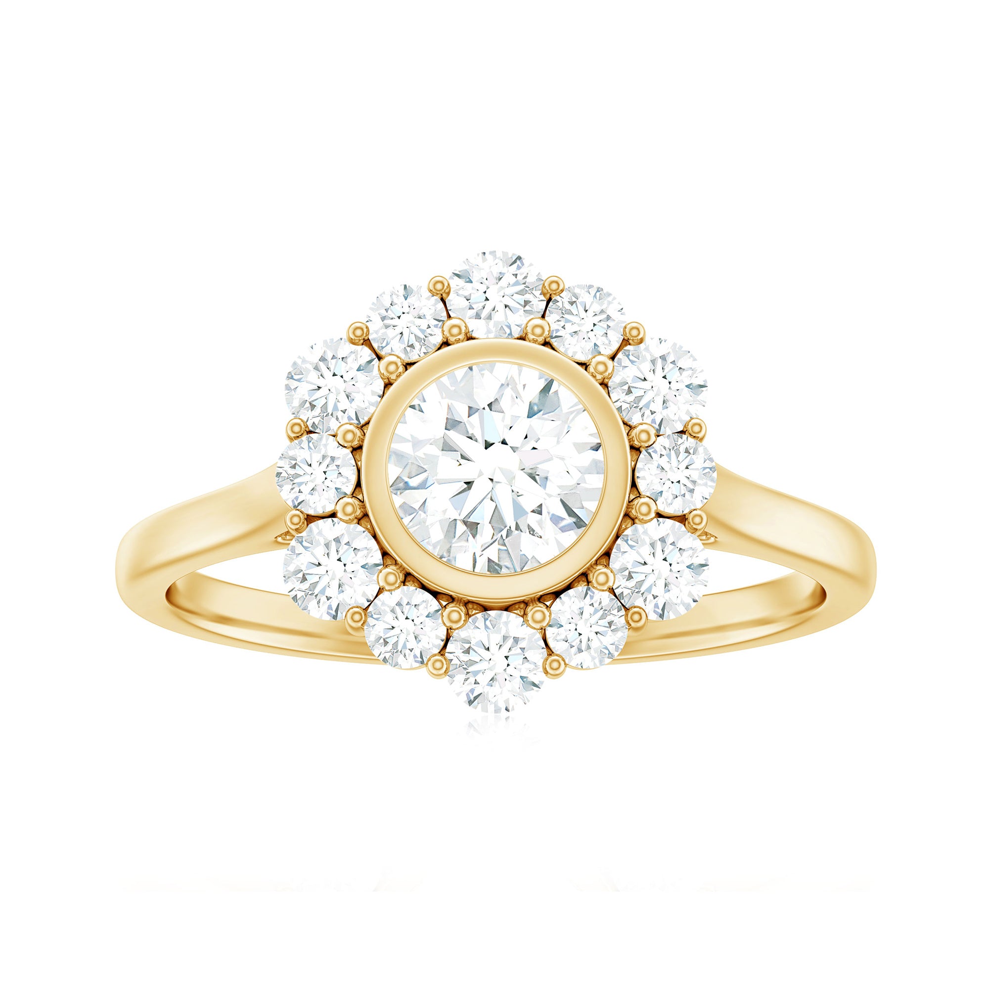 1.50 CT Bezel Set Zircon Statement Halo Engagement Ring AAAA - Rosec Jewels