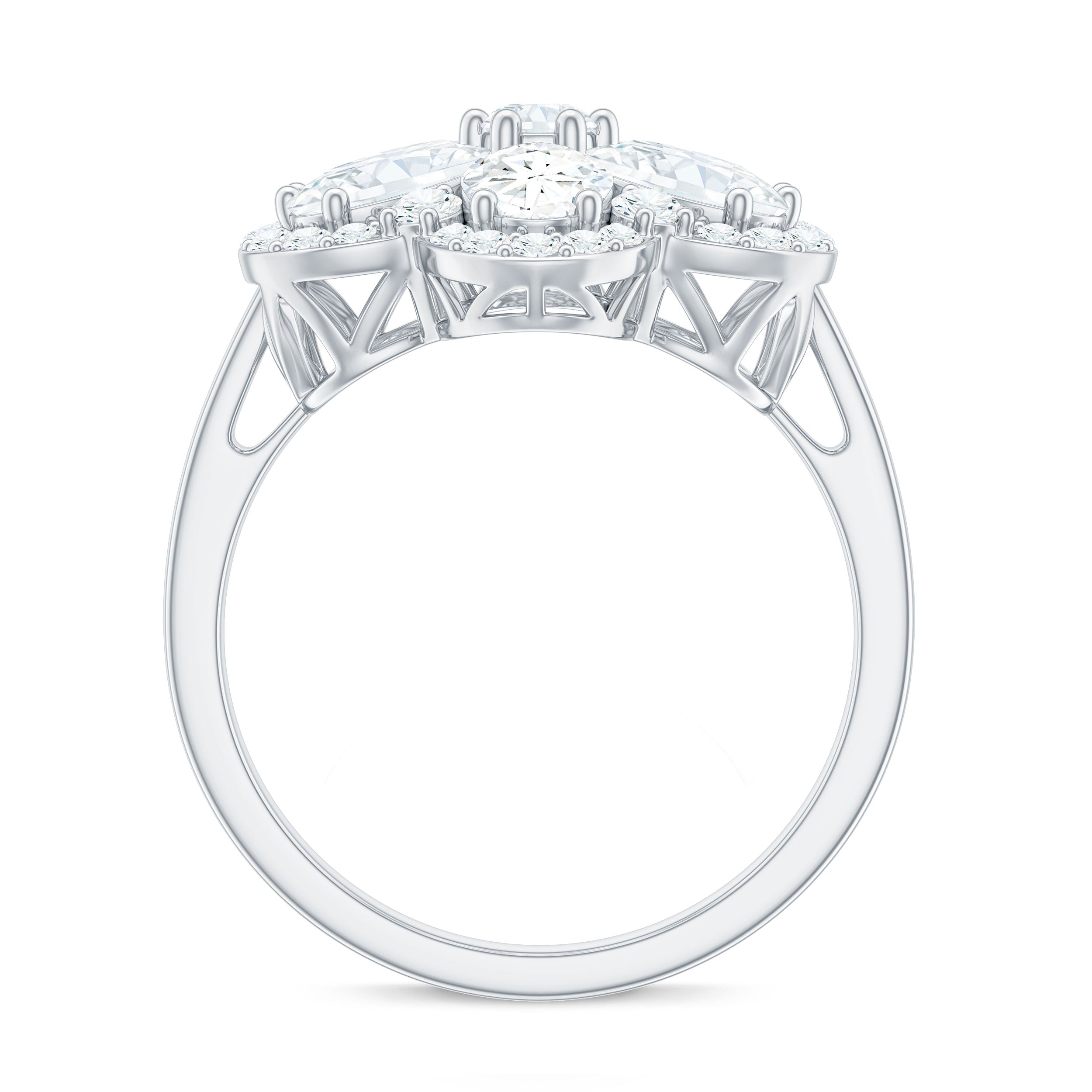 Certified Moissanite Huge Flower Engagement Ring D-VS1 - Rosec Jewels