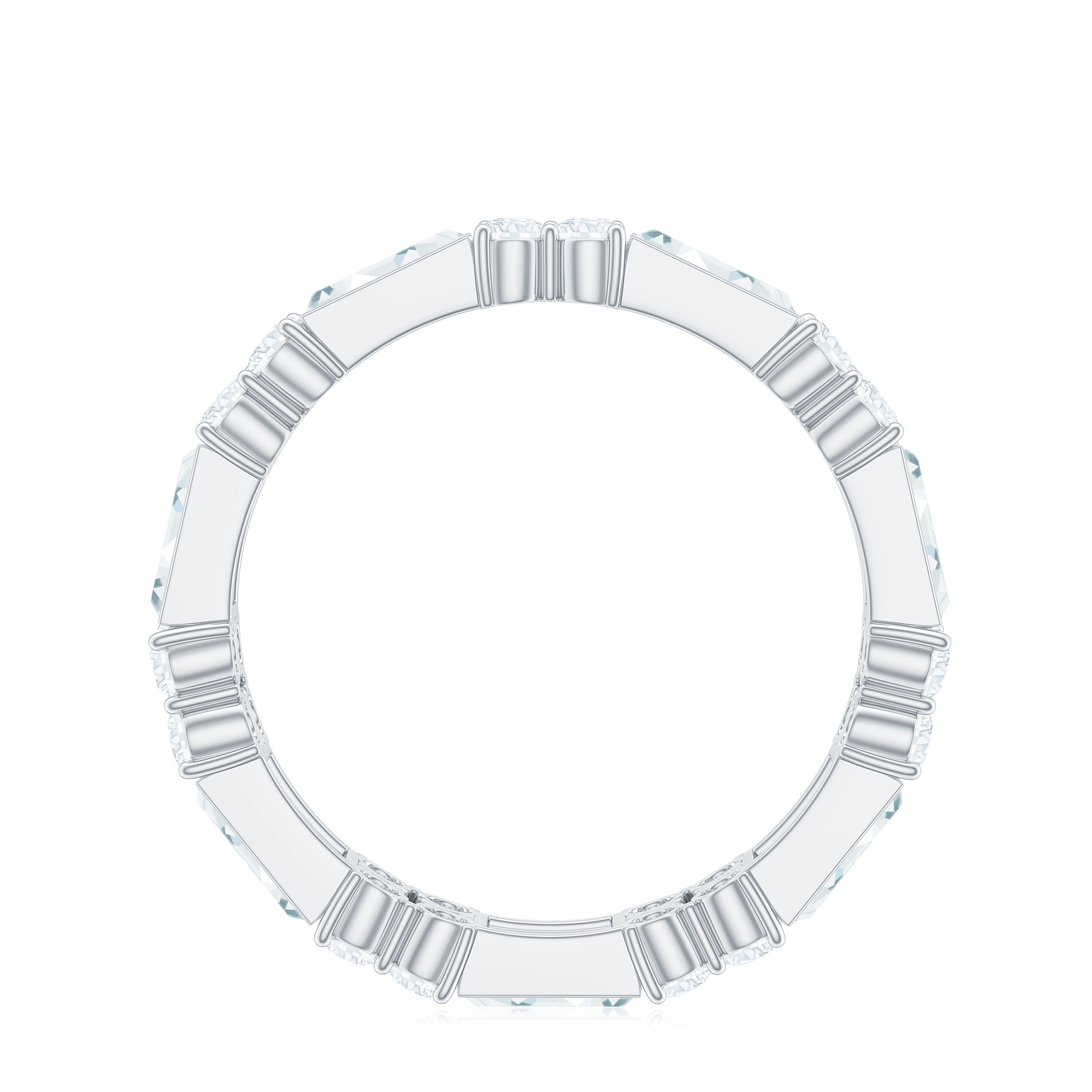 Moissanite Round and Baguette Wedding Band D-VS1 - Rosec Jewels