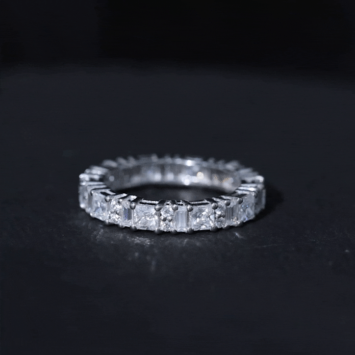 Certified Moissanite Half Eternity Wedding Band for Women D-VS1 - Rosec Jewels