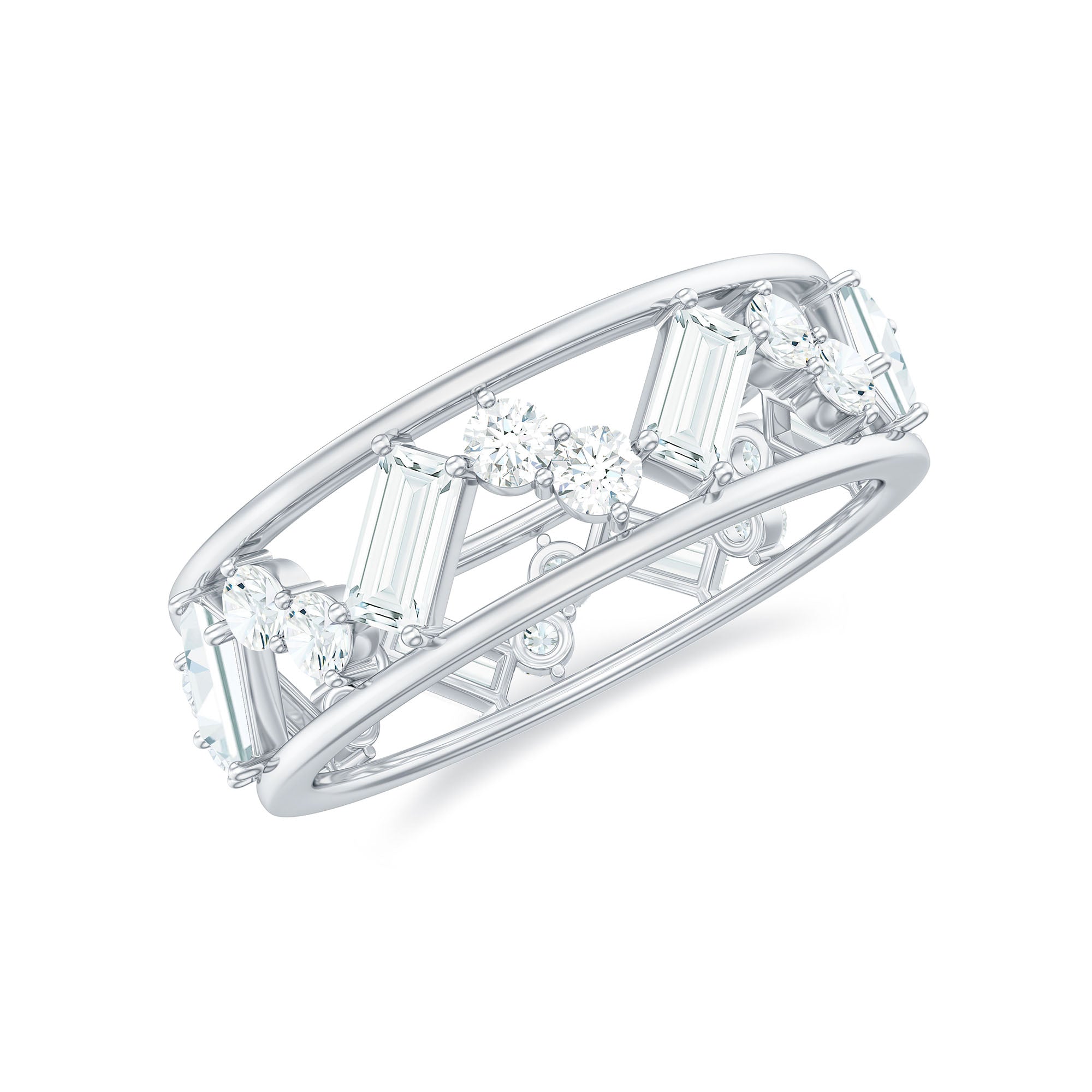 Certified Moissanite Wide Zig Zag Eternity Ring