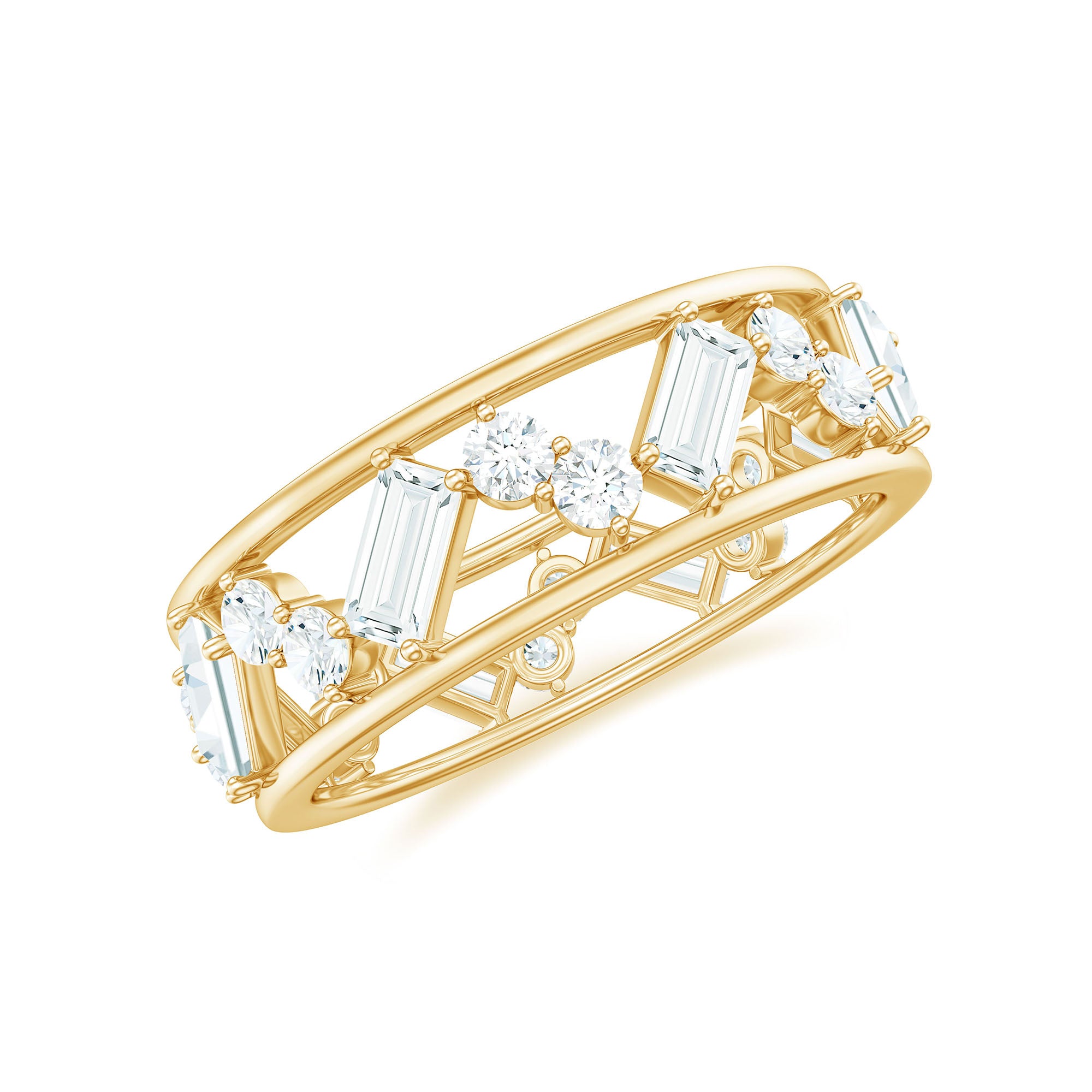 Certified Moissanite Zig Zag Eternity Band for Women D-VS1 - Rosec Jewels