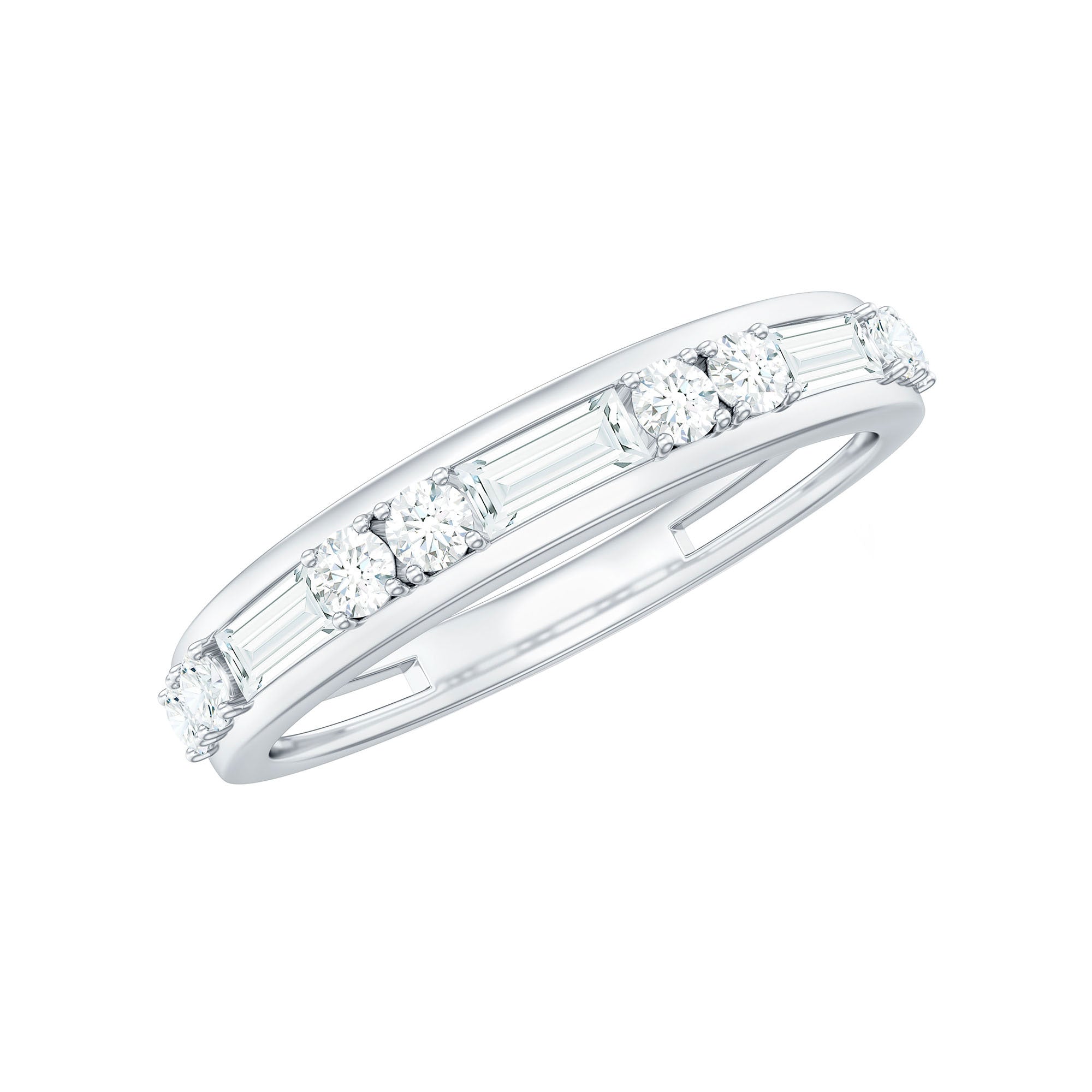 Moissanite Half Eternity Stackable Band Ring D-VS1 - Rosec Jewels