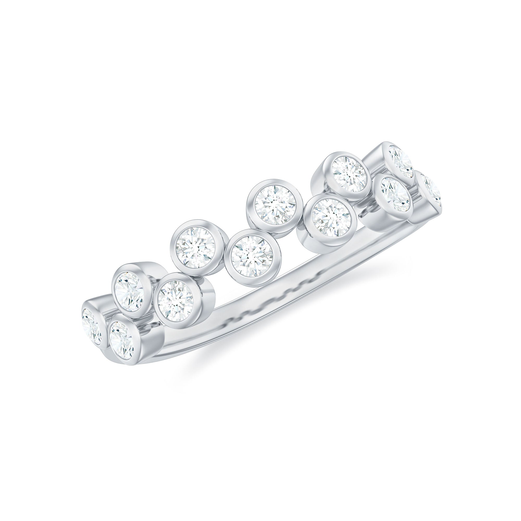 Bezel Set Moissanite Half Eternity Ring for Women D-VS1 - Rosec Jewels