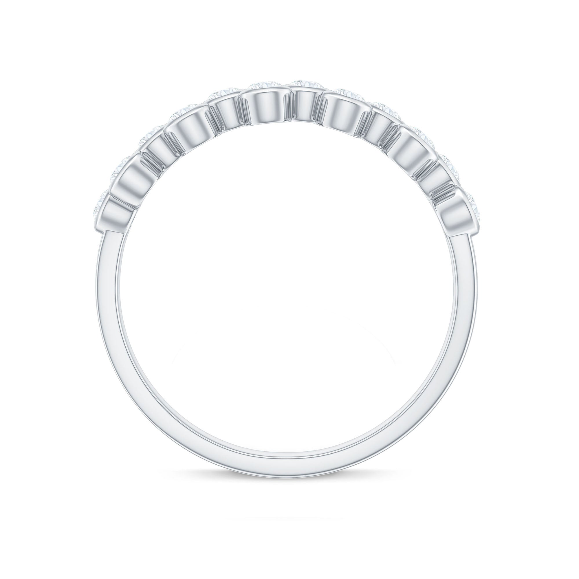Bezel Set Moissanite Half Eternity Ring for Women D-VS1 - Rosec Jewels