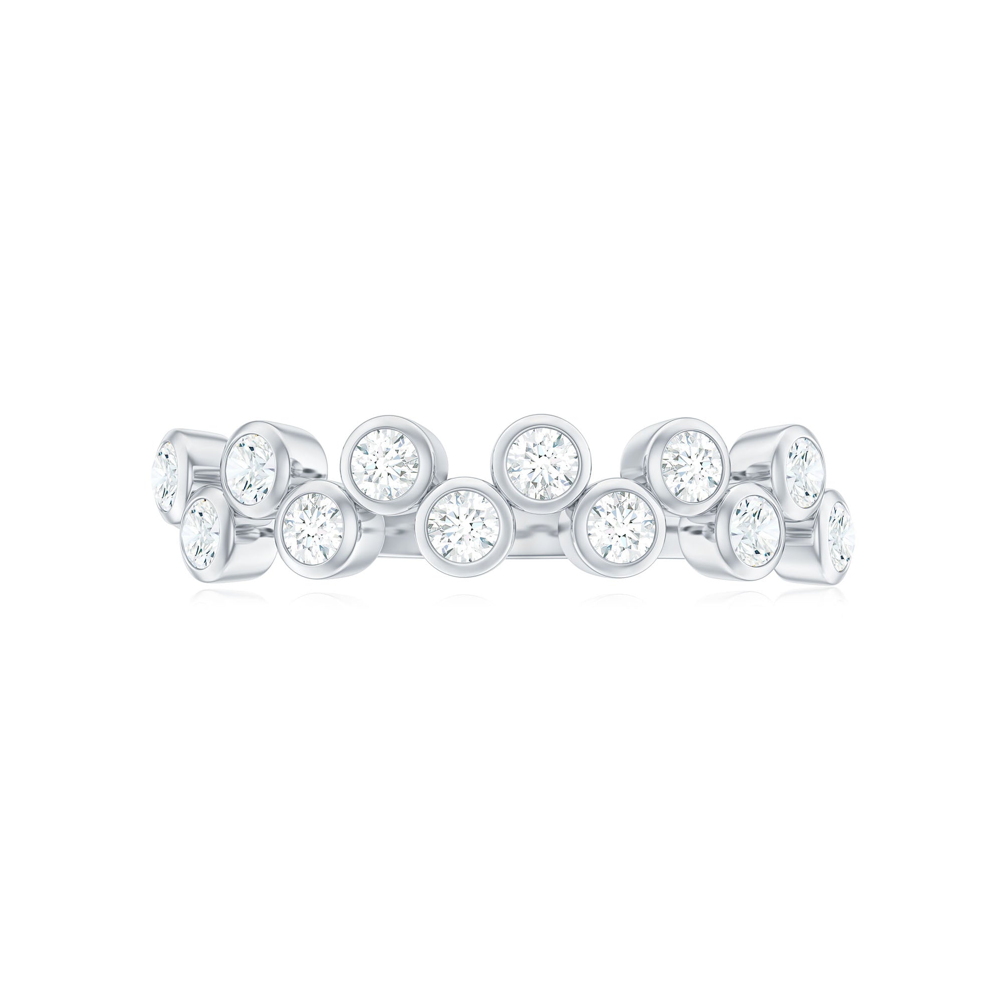 Bezel Set Moissanite Half Eternity Ring for Women D-VS1 - Rosec Jewels