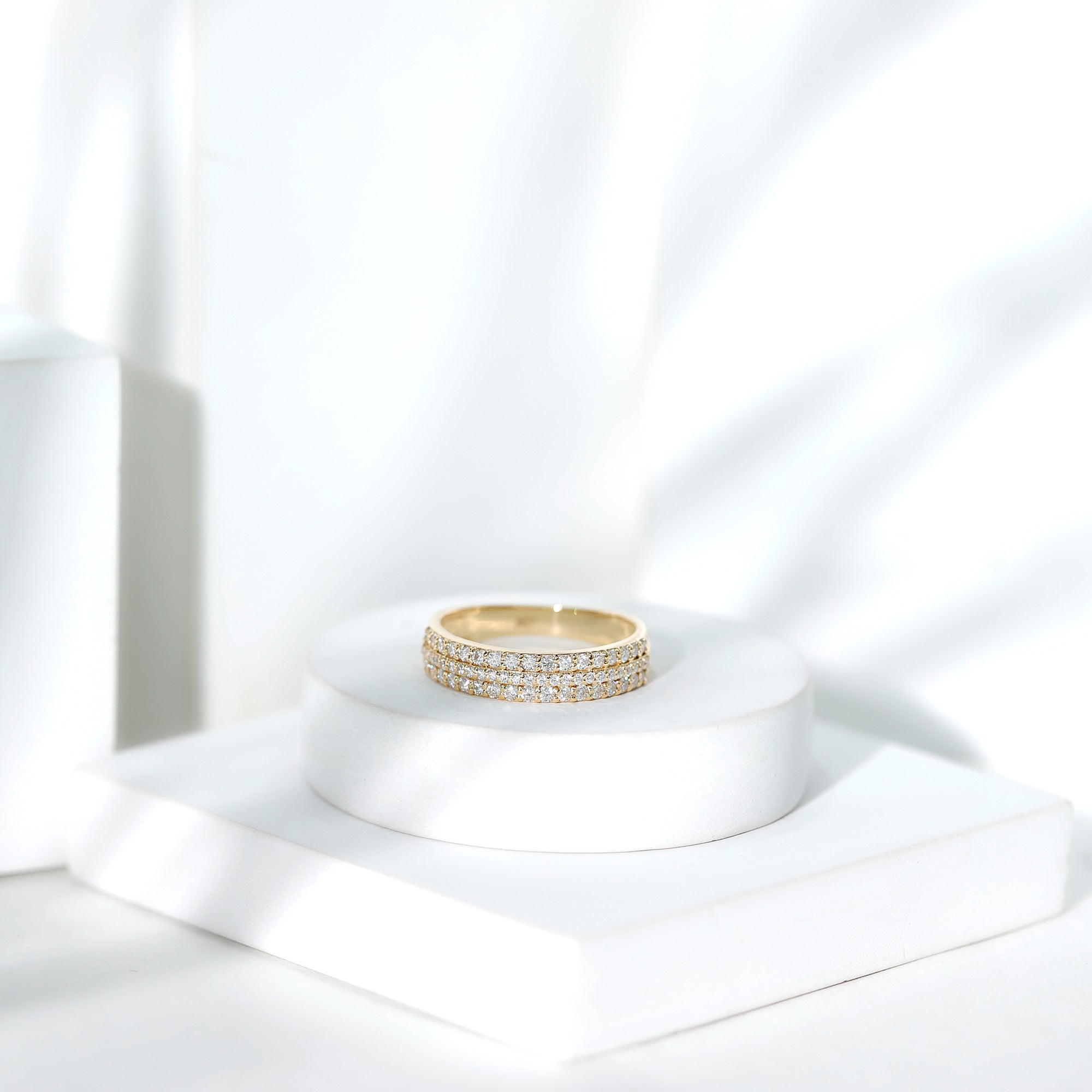 Round Cut Certified Moissanite Wedding Band D-VS1 - Rosec Jewels