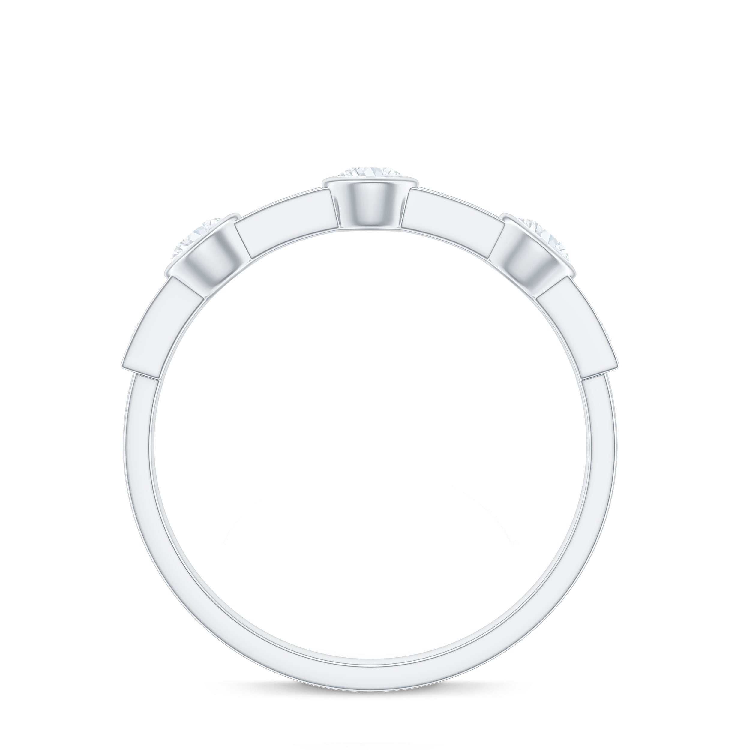 Certified Moissanite Semi Eternity Wedding Band Ring D-VS1 - Rosec Jewels