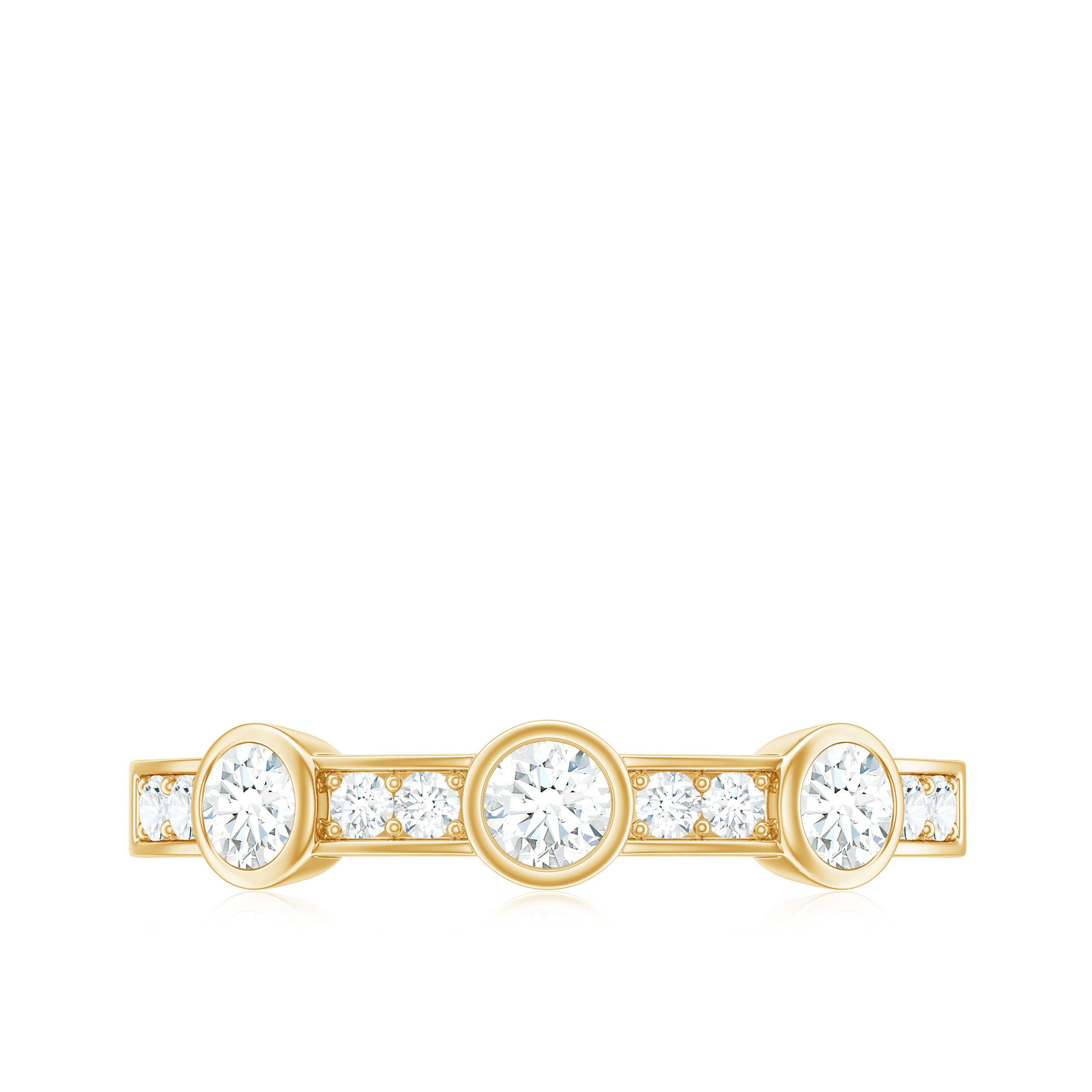 Certified Moissanite Semi Eternity Wedding Band Ring D-VS1 - Rosec Jewels