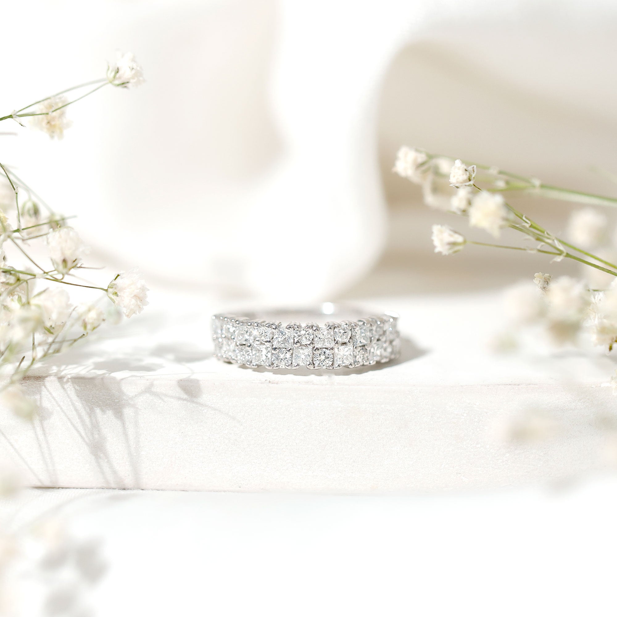 Rosec Jewels-Double Row Moissanite Eternity Wedding Band