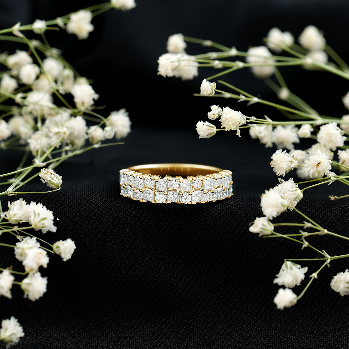 Double Row Moissanite Eternity Wedding Band D-VS1 - Rosec Jewels