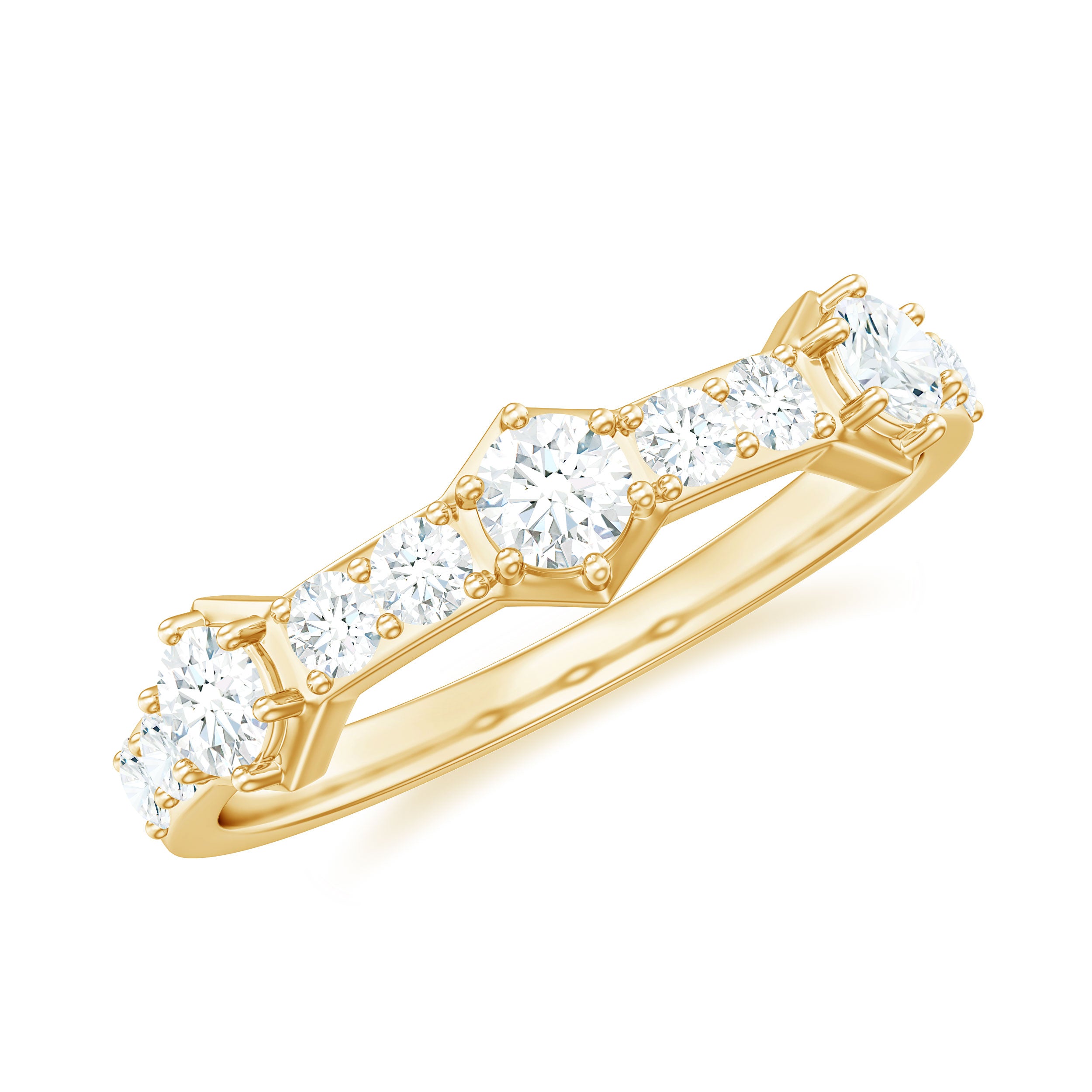 Round Cut Moissanite Half Eternity Band Ring D-VS1 - Rosec Jewels