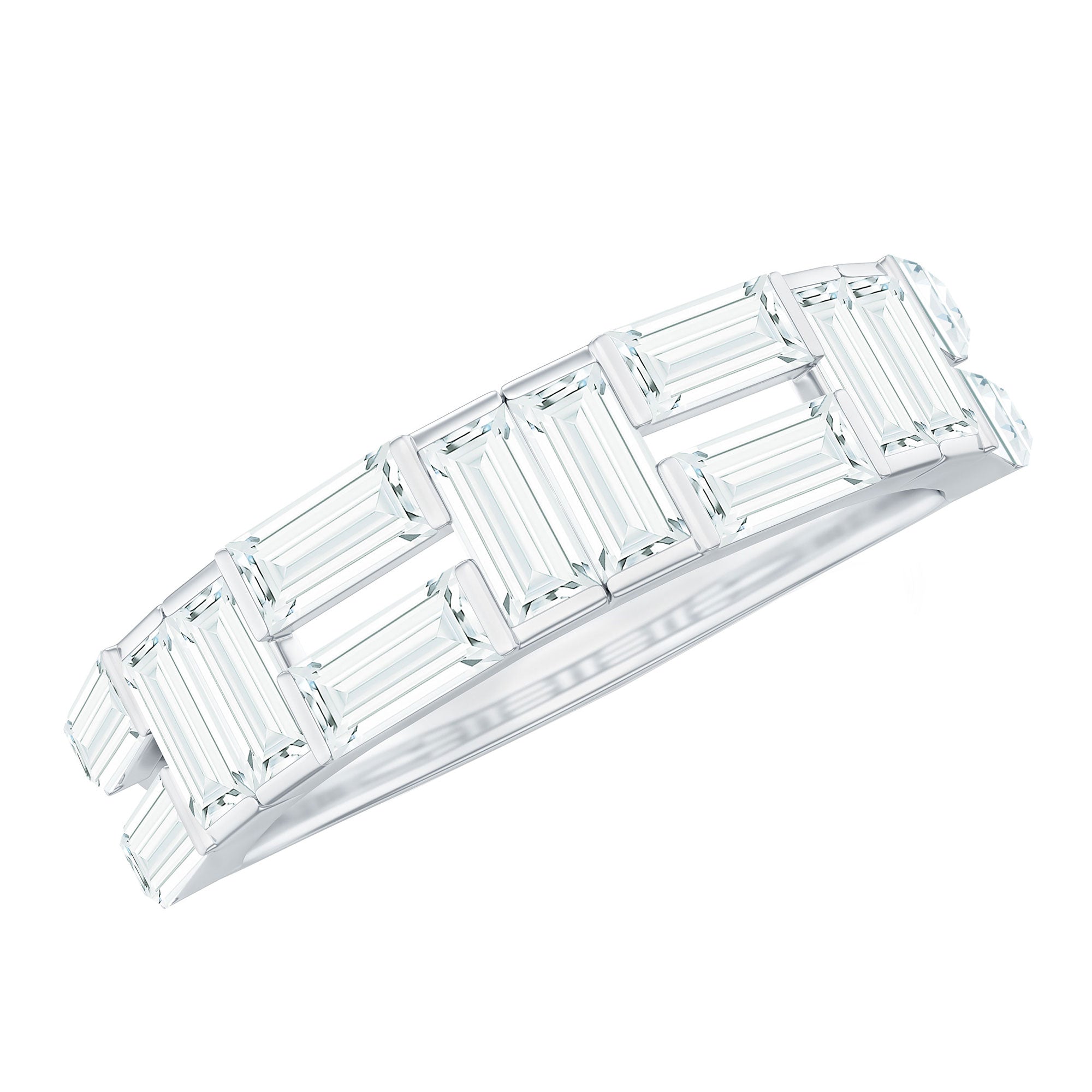 Bar Set Moissanite Baguette Wedding Band Ring D-VS1 - Rosec Jewels
