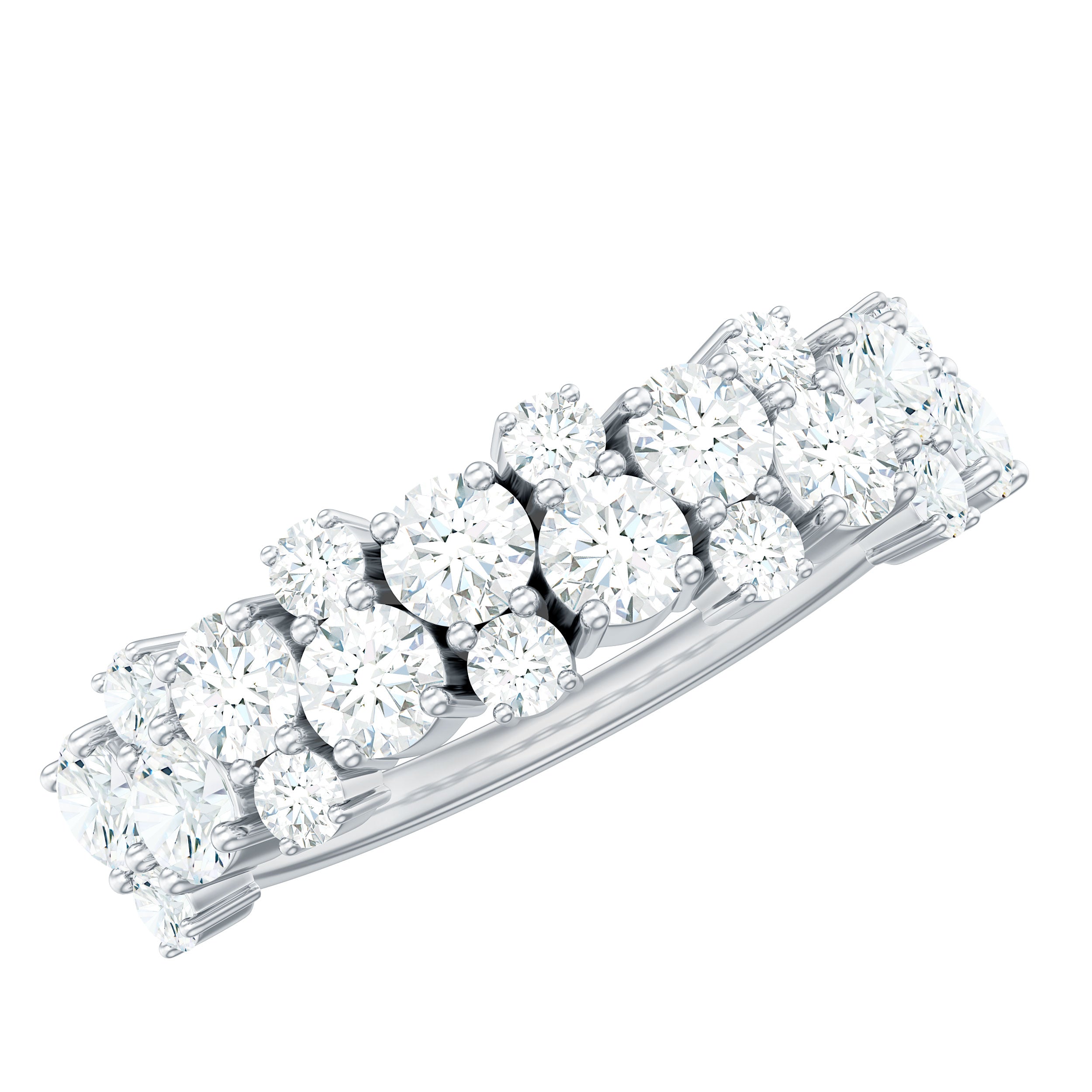 1.50 CT Round Cubic Zirconia Cluster Half Eternity Ring AAAA - Rosec Jewels