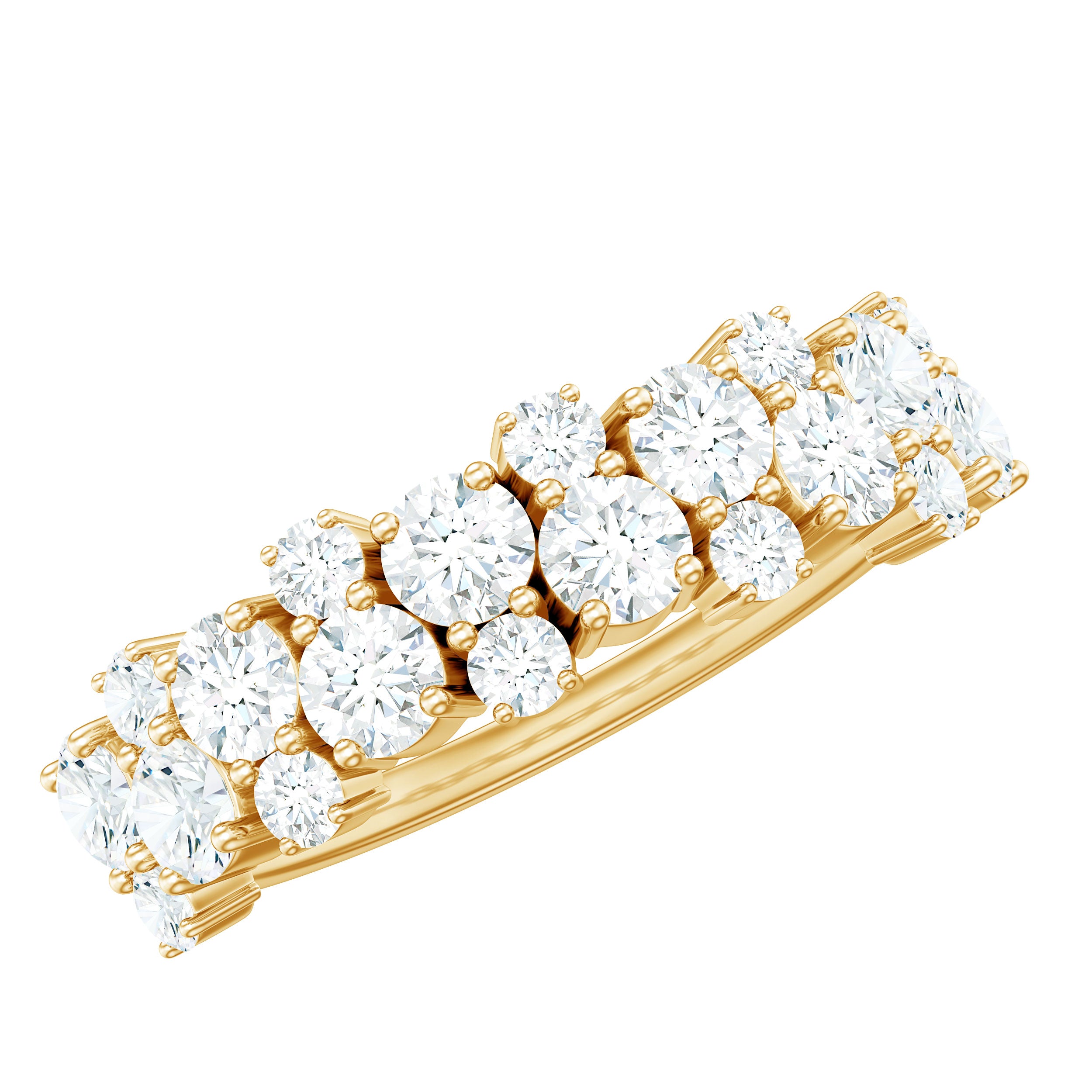 1.50 CT Round Cubic Zirconia Cluster Half Eternity Ring AAAA - Rosec Jewels
