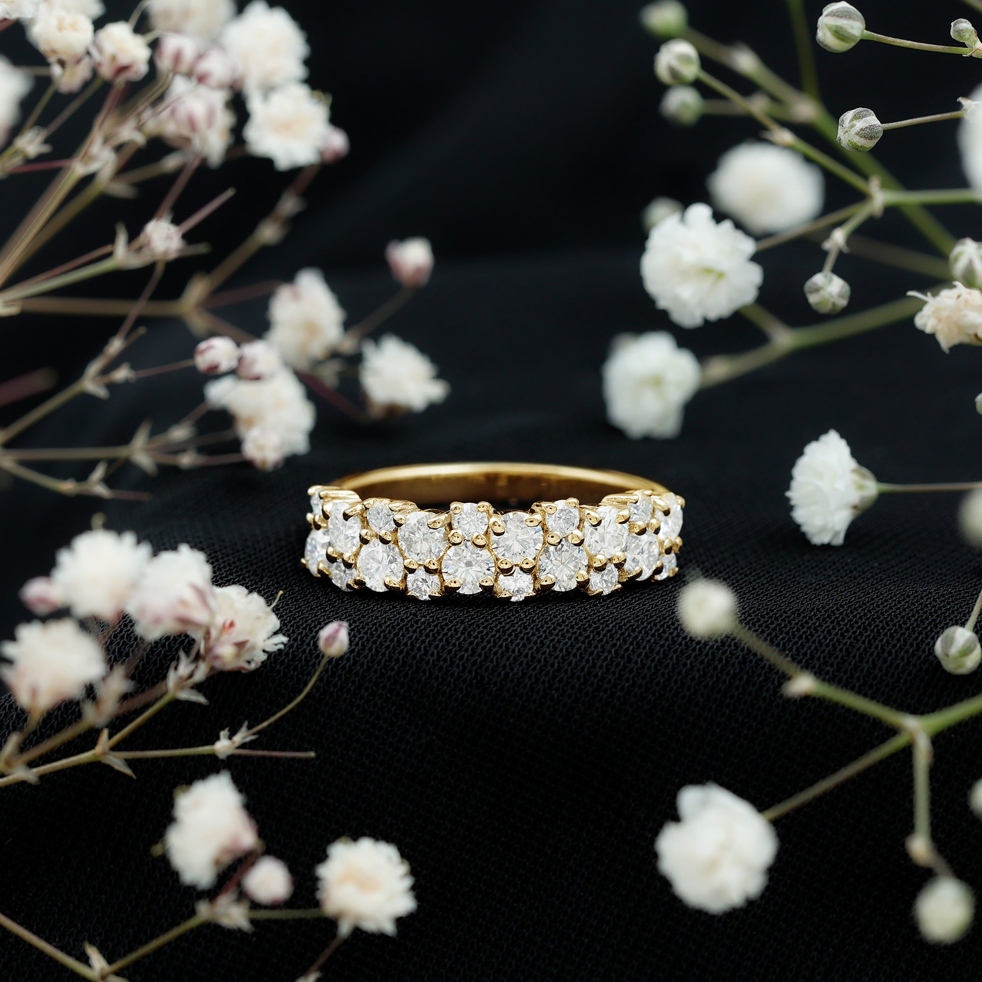 1.50 CT Round Cubic Zirconia Cluster Half Eternity Ring AAAA - Rosec Jewels