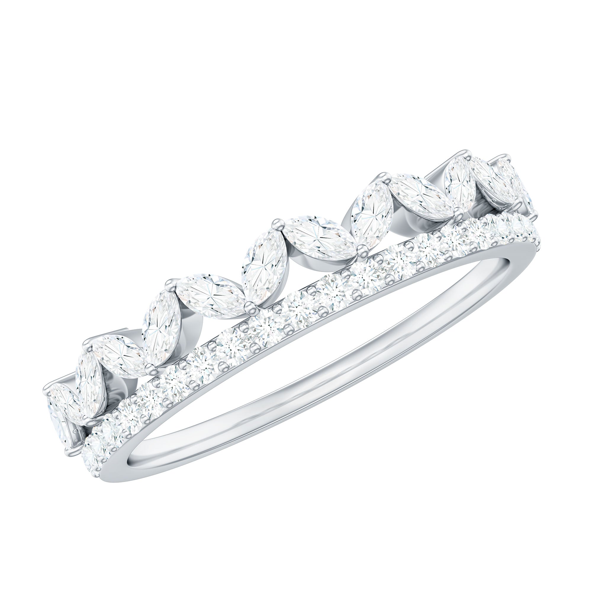 1 CT Moissanite Half Eternity Band Ring in Prong Setting